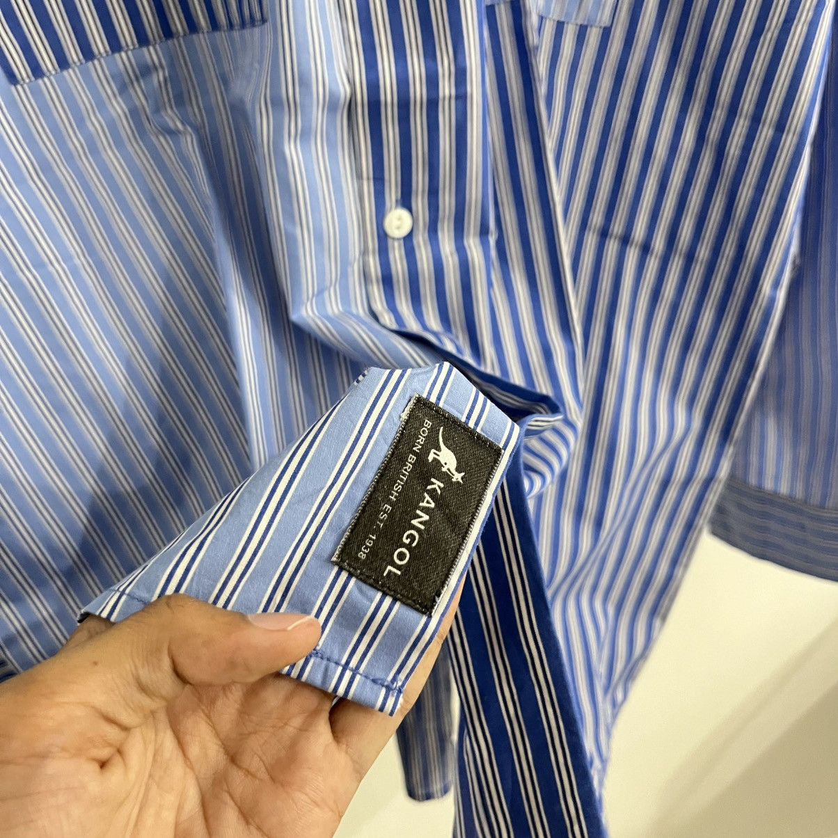 Kangol Kangol Blu Striped Button Up Size US L / EU 52-54 / 3 - 3 Thumbnail
