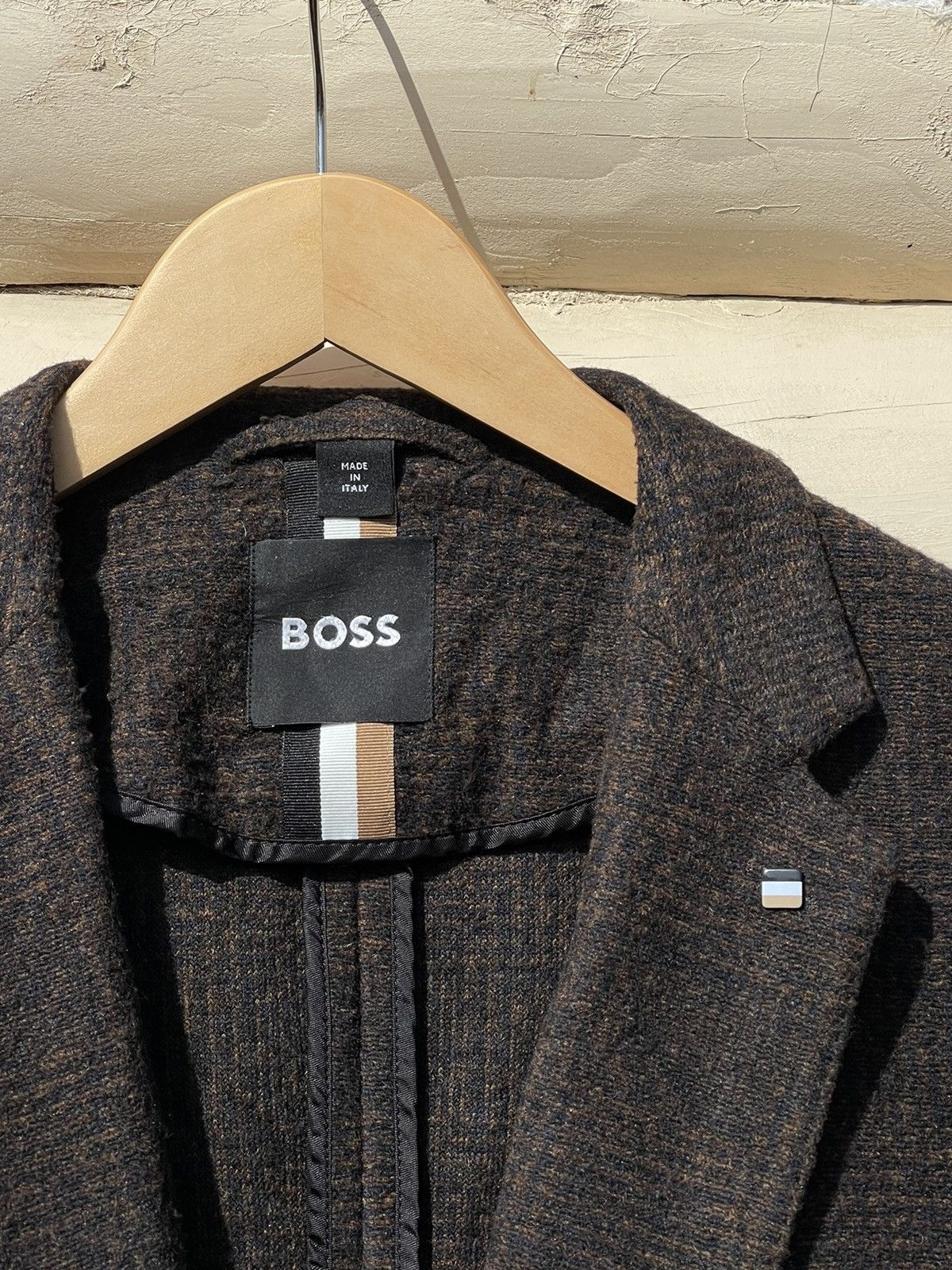 Hugo Boss 2022 Boss jersey jacket brown blazer wool Size 42R - 9 Thumbnail