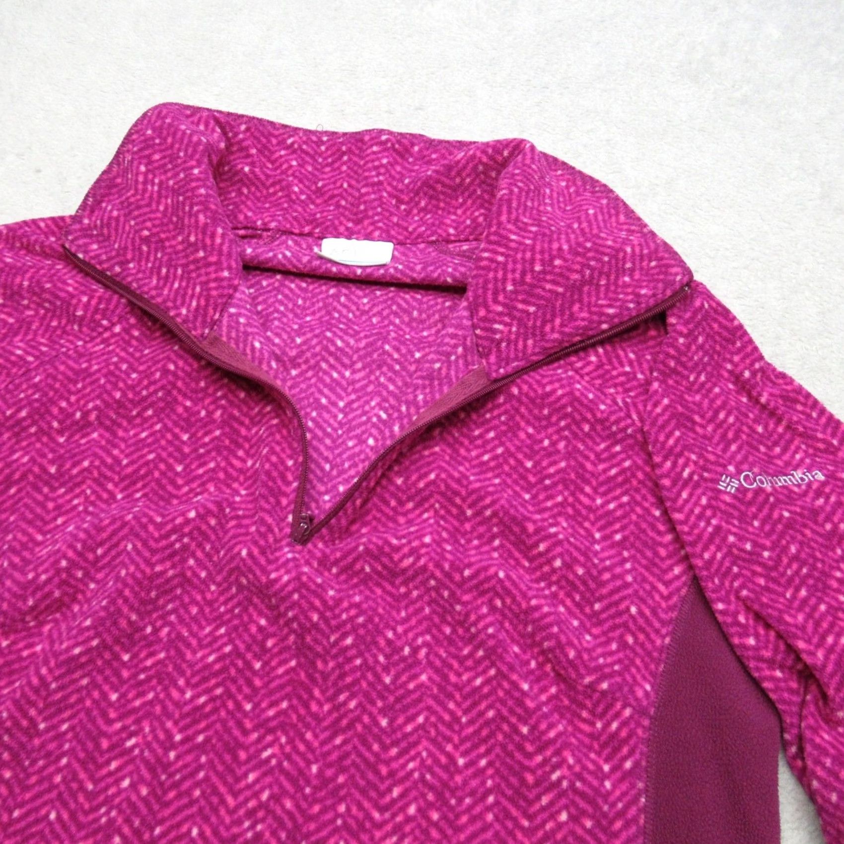 Vintage Columbia Sweatshirt Women Medium Purple Herringbone Chevron 1/4 Zip Fleece Light Size M / US 6-8 / IT 42-44 - 7 Thumbnail
