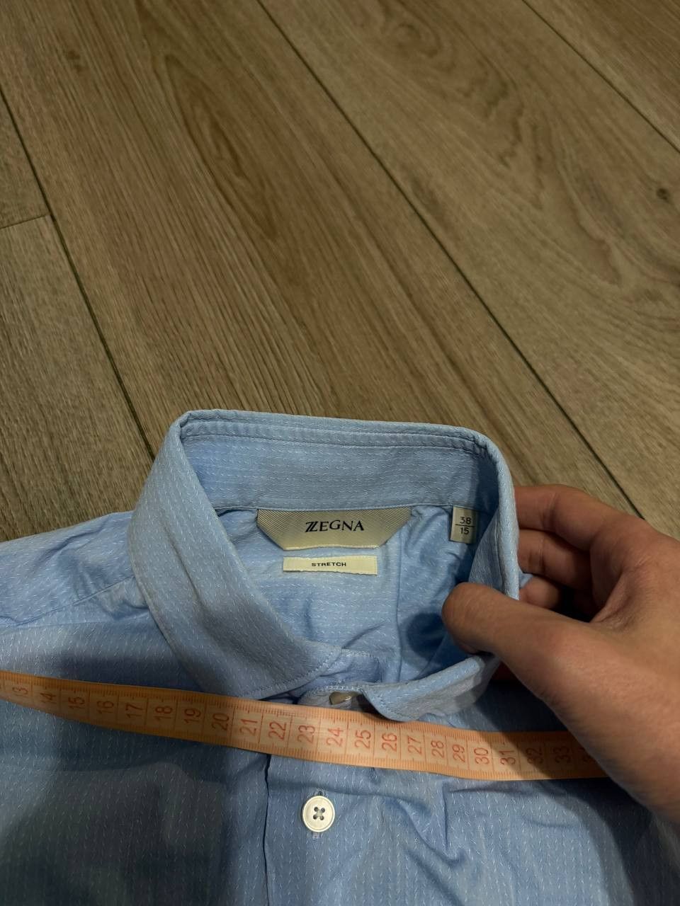 Z Zegna zegna shirt mens size 15/38 blue stretch long sleeve Size US S / EU 44-46 / 1 - 2 Thumbnail