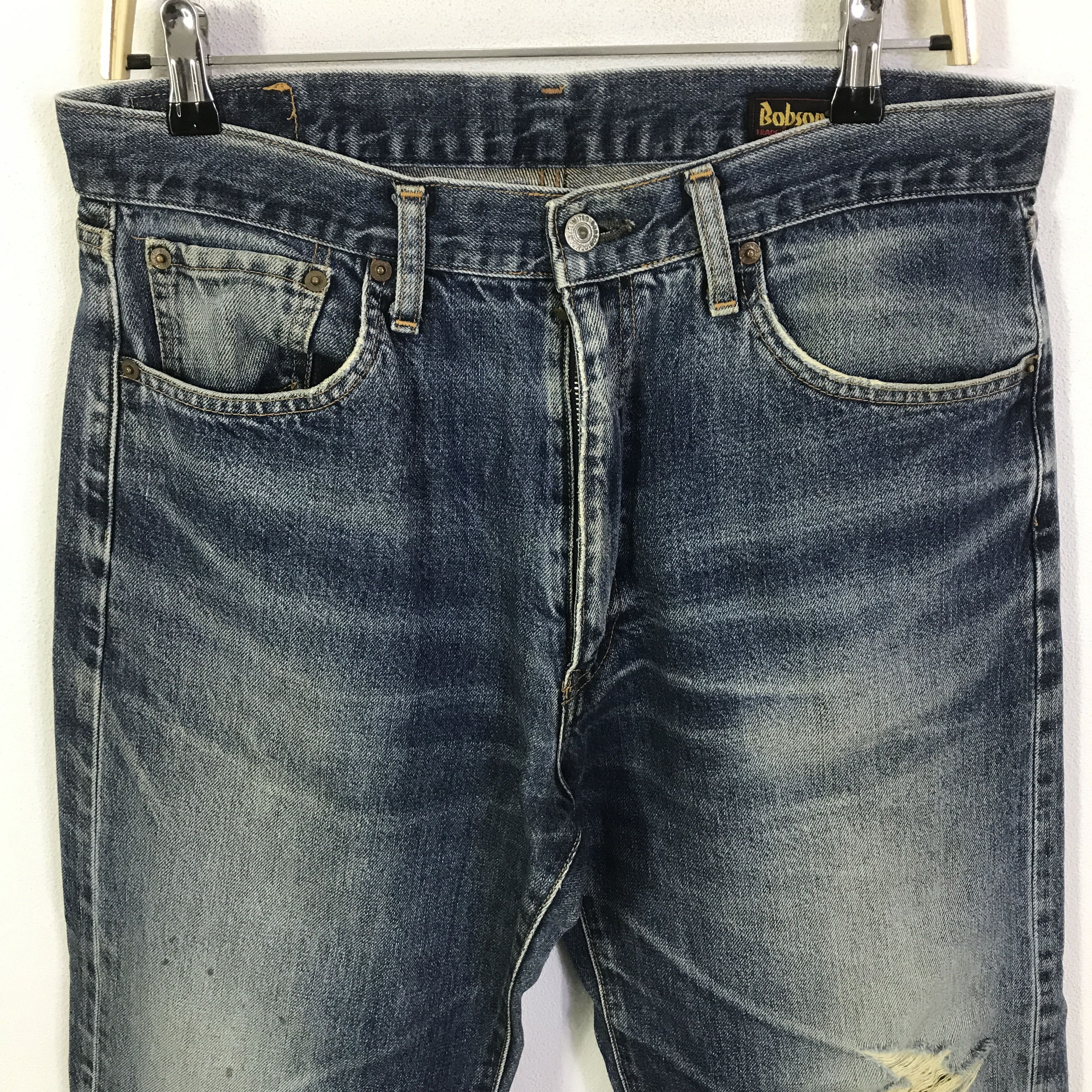 Japanese Brand bobson distressed Baggy denim pants K74B14 Size US 33 - 2 Thumbnail