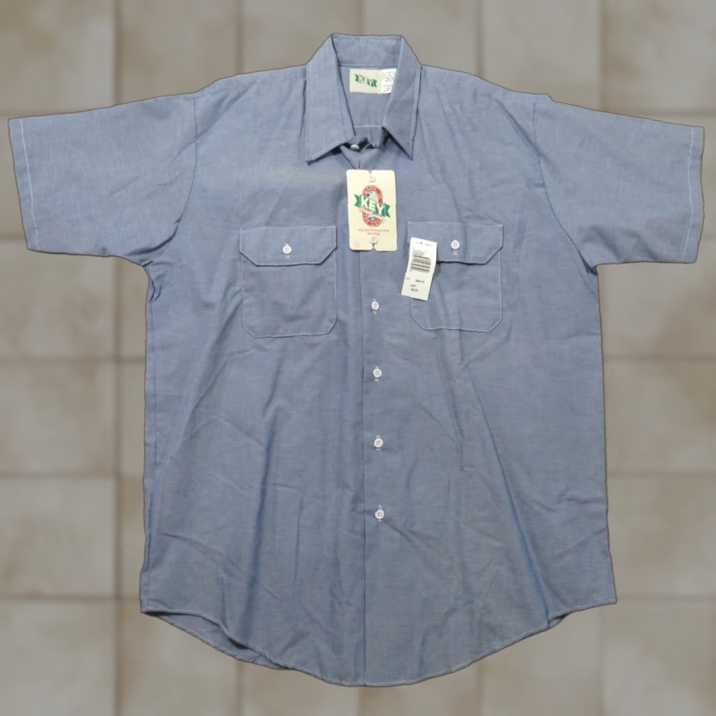 Vintage VINTAGE Key Apparel Shirt Men's XL Short Sleeve Button Up Blue USA Made Size US XL / EU 56 / 4 - 1 Thumbnail