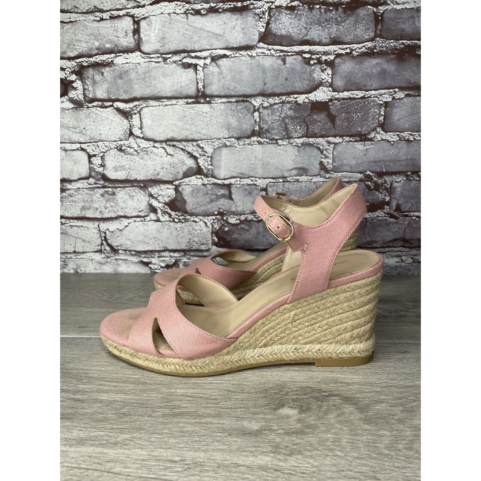 Stuart Weitzman STUART WEITZMAN Mirela II Pink Canvas Espadrille Wedge Sanda Size US 9.5 / IT 39.5 - 16 Thumbnail