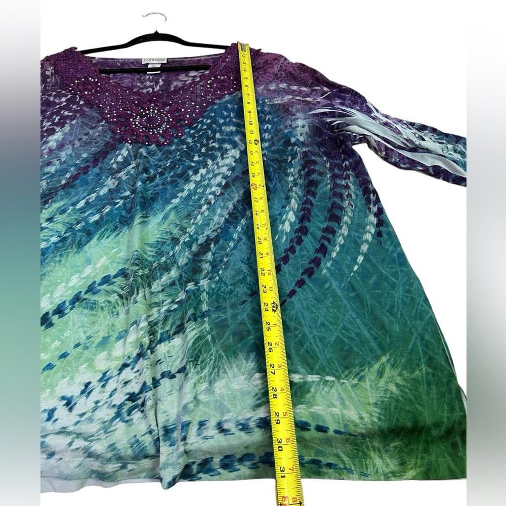 Designer Liz & Me l Vintage Lace Embellished Boho Top 2X Size XXL / US 16-18 / IT 52-54 - 4 Thumbnail