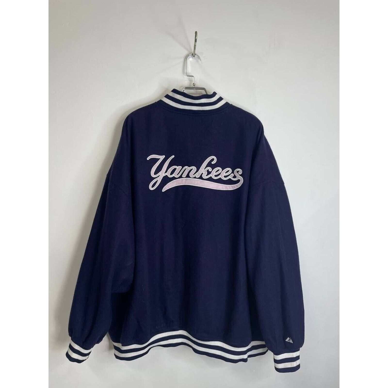 Majestic × Vintage Vintage New York Yankees Majestic Wool Varsity Jacket 6X Size US XXL / EU 58 / 5 - 3 Thumbnail