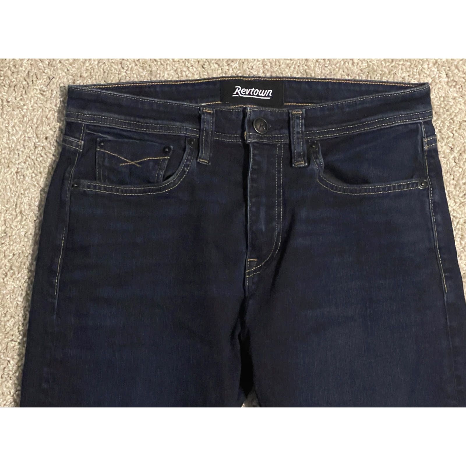 Vintage Revtown Jeans Mens Dark Blue Sharp Straight Leg 31x27 Mens Size US 31 - 2 Thumbnail