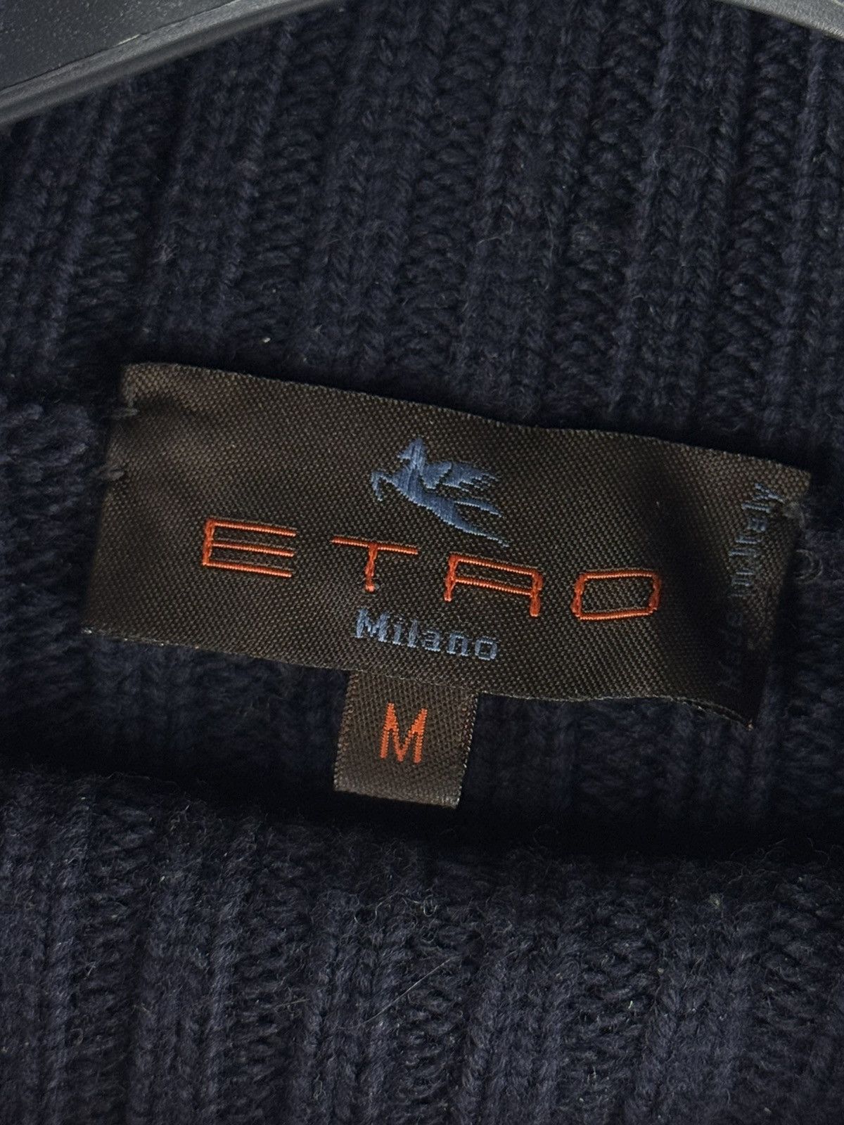 Etro ETRO Milano Ribbed Turtleneck Sweater Navy Blue Merino Wool Size US M / EU 48-50 / 2 - 6 Thumbnail