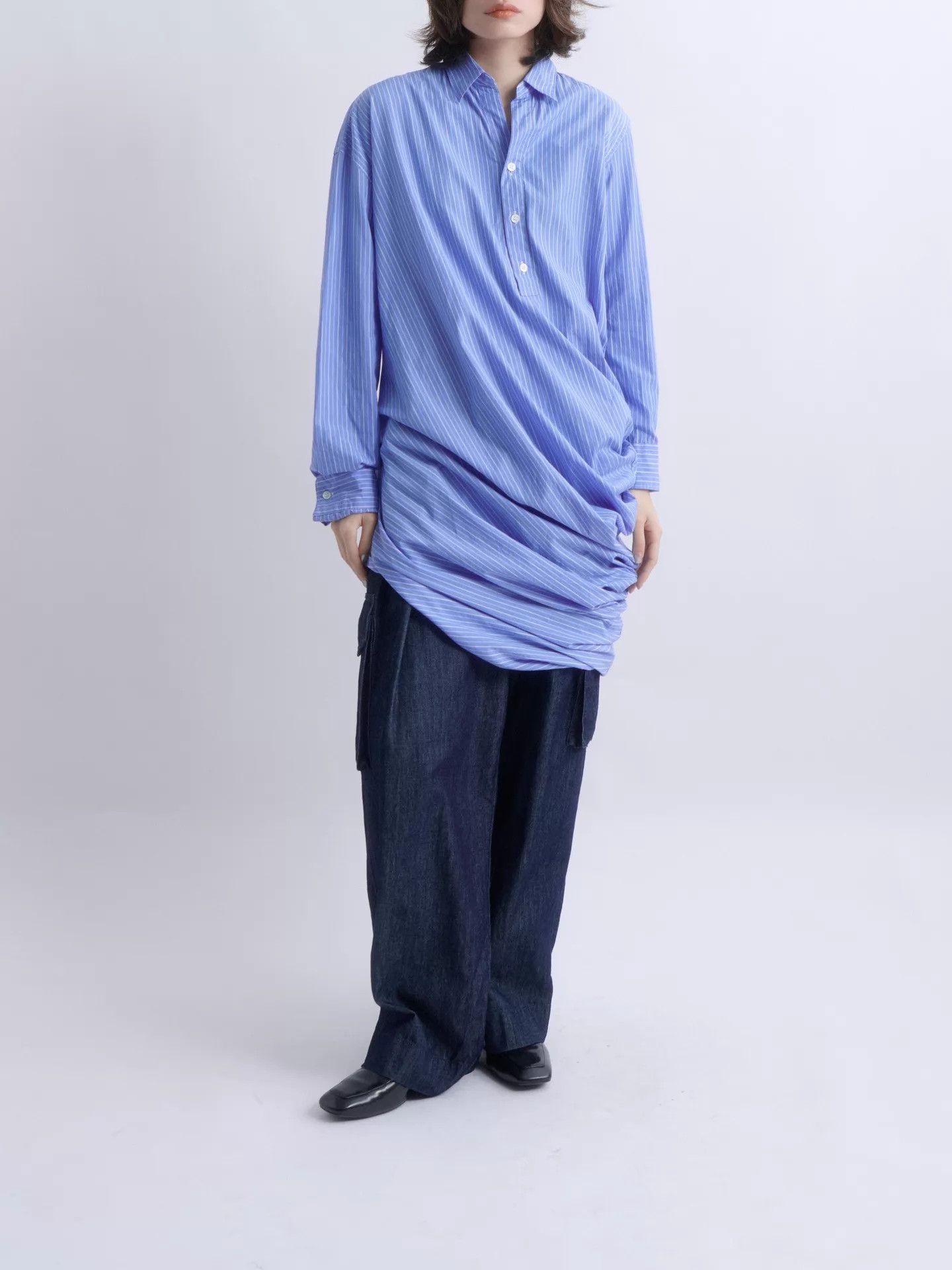 Junya Watanabe JUNYA WATANABE Asymmetric Twisted Stripe Long Shirt Size US XS / EU 42 / 0 - 2 Thumbnail