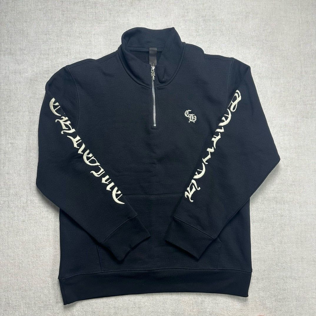Chrome Hearts Triple Cross Embroidered Half Zip Hoodie