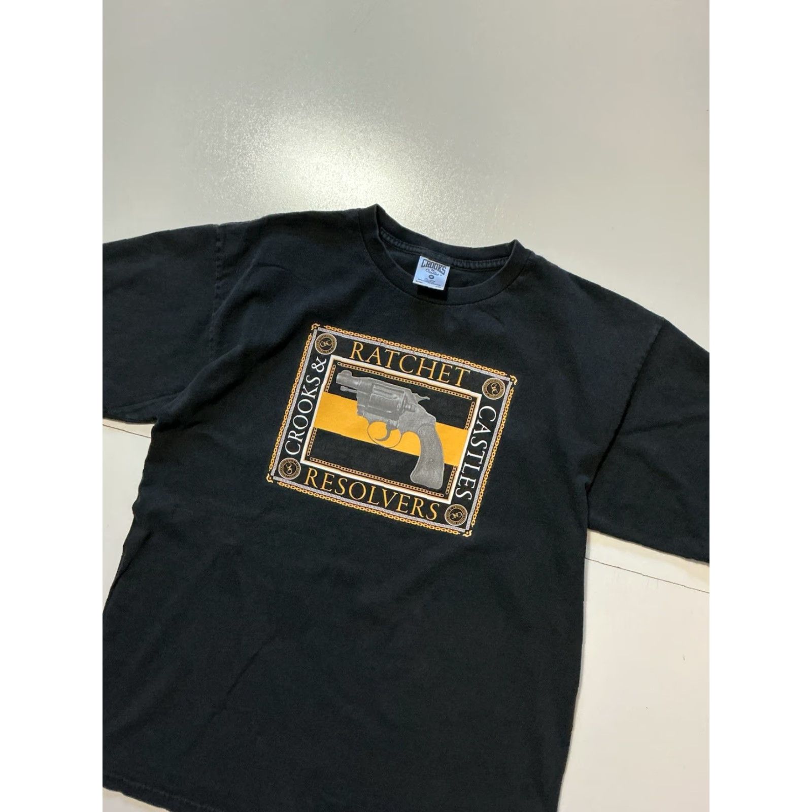 Crooks & Castles Crooks & Castles T-Shirt Box Logo Ratchet Resolvers Gun Black S/S M Mens Medium Size US M / EU 48-50 / 2 - 4 Thumbnail