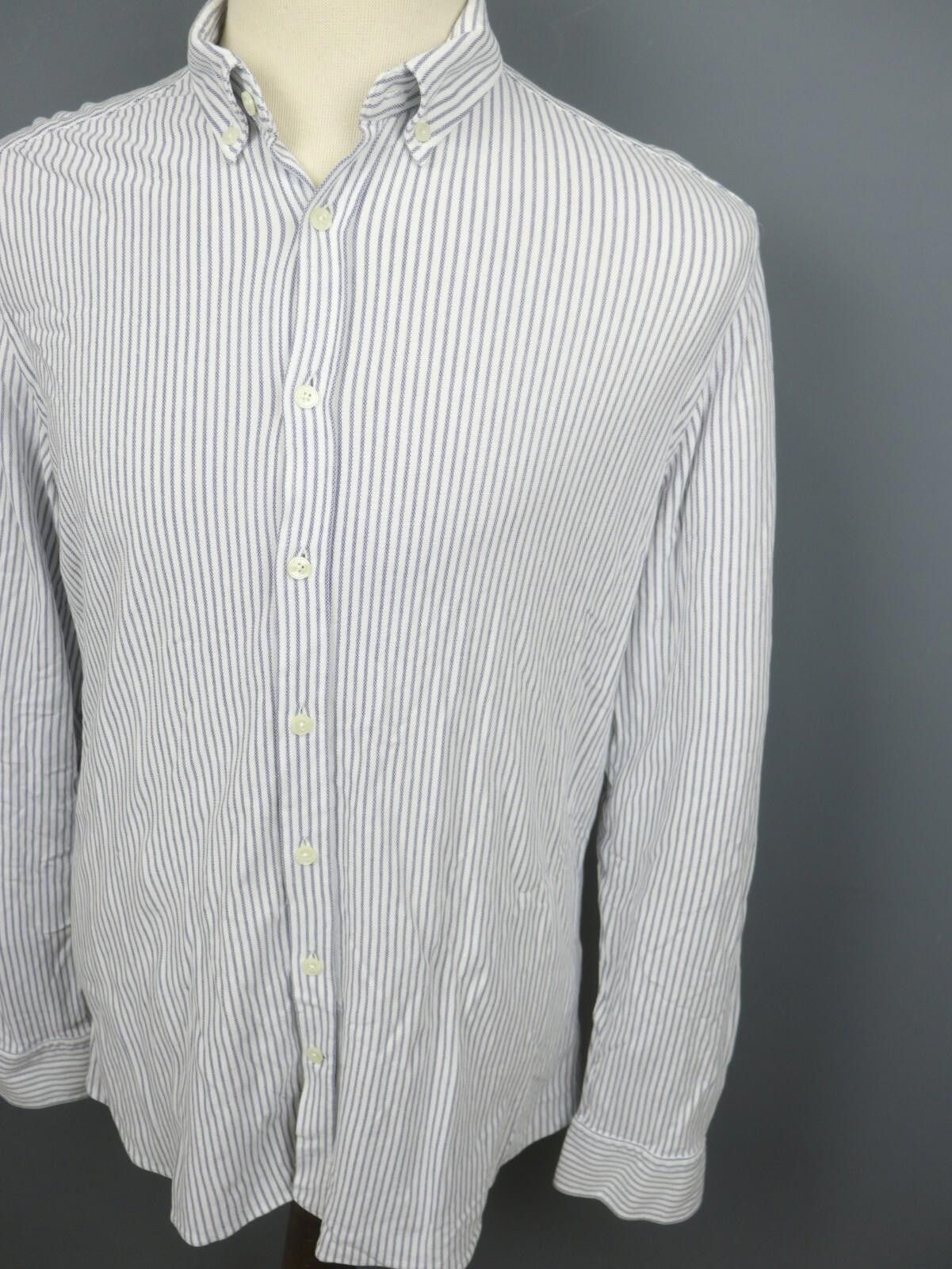 Designer Hackett London White Striped Button Down Shirt Size XL Size US XL / EU 56 / 4 - 5 Thumbnail