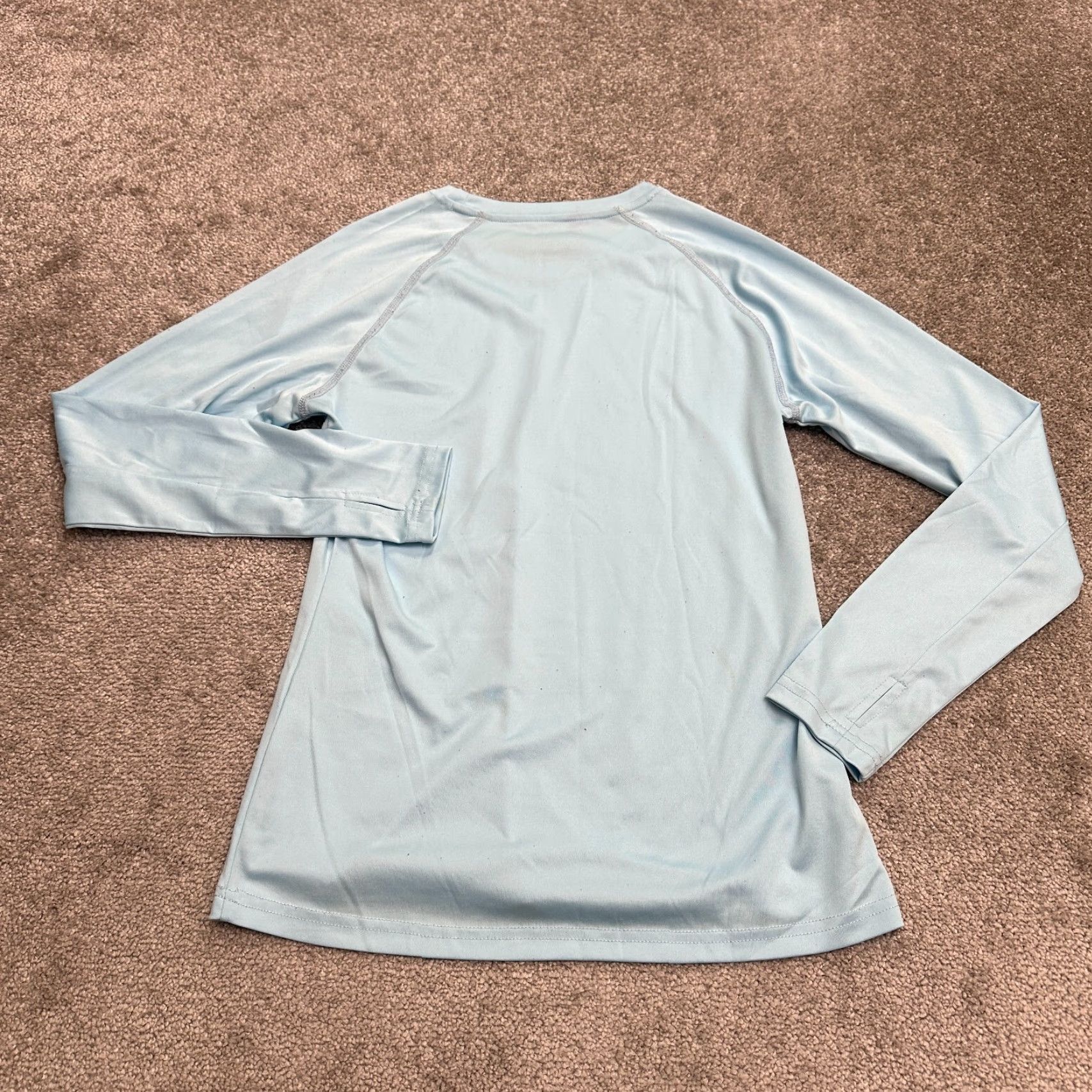 Vintage Ksmien Activewear Women's Long Sleeve Top M Pastel Blue Crew Neck with Thumbholes for Running, Yoga, Gym Size M / US 6-8 / IT 42-44 - 2 Thumbnail