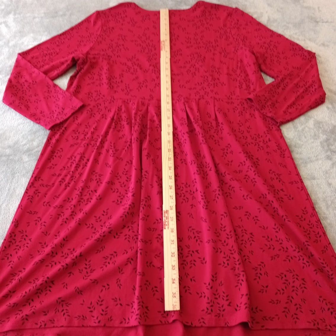 J. Jill J.Jill Wearever Collection Dress XL Red Floral Long Sleeve Pullover Fit Flare Midi Women Mens? Size XL / US 12-14 / IT 48-50 - 6 Thumbnail