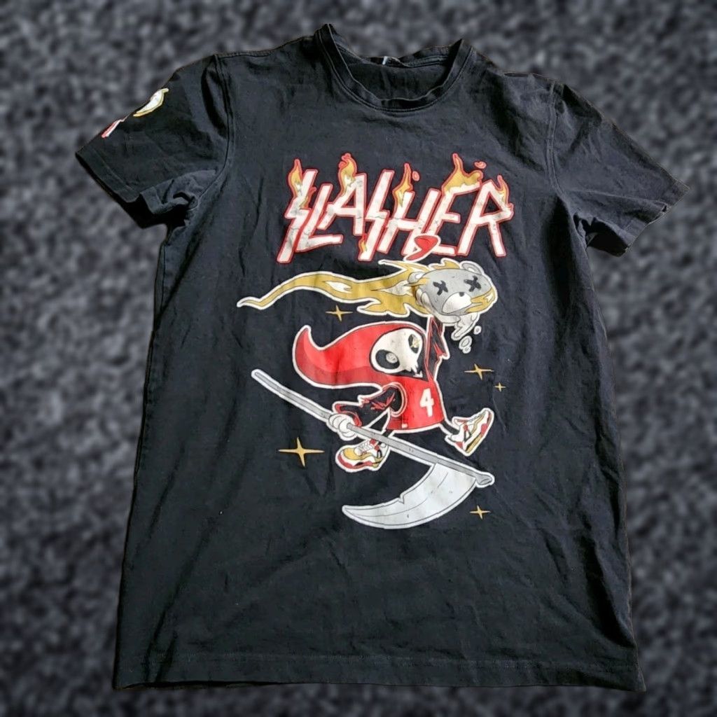 Jordan Craig VINTAGE Jordan Craig Mens L T-Shirt Black Grim Reaper Skeleton Graphic Print 90s Size US L / EU 52-54 / 3 - 1 Thumbnail
