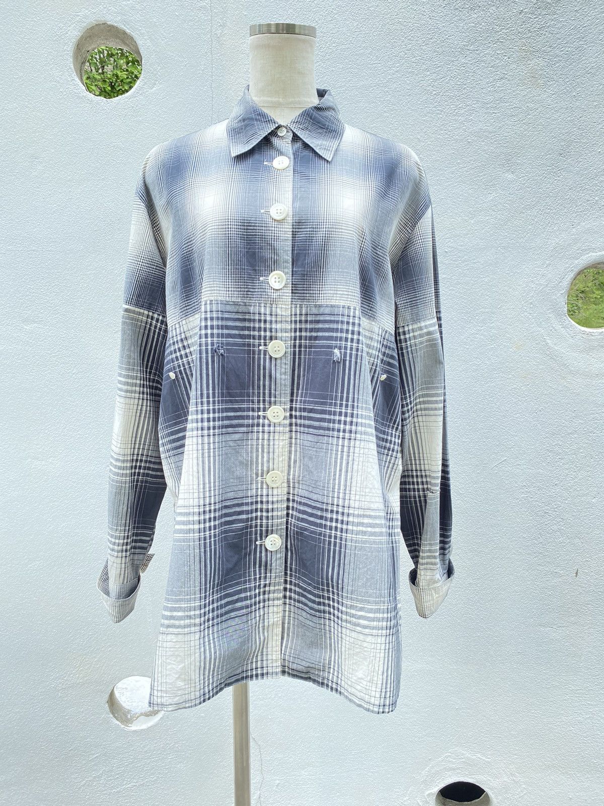 A.O. CMS × Japanese Brand A.O. O.A. Long Sleeve Black & White Plaid Shirt Dress Size L / US 10 / IT 46 - 17 Thumbnail
