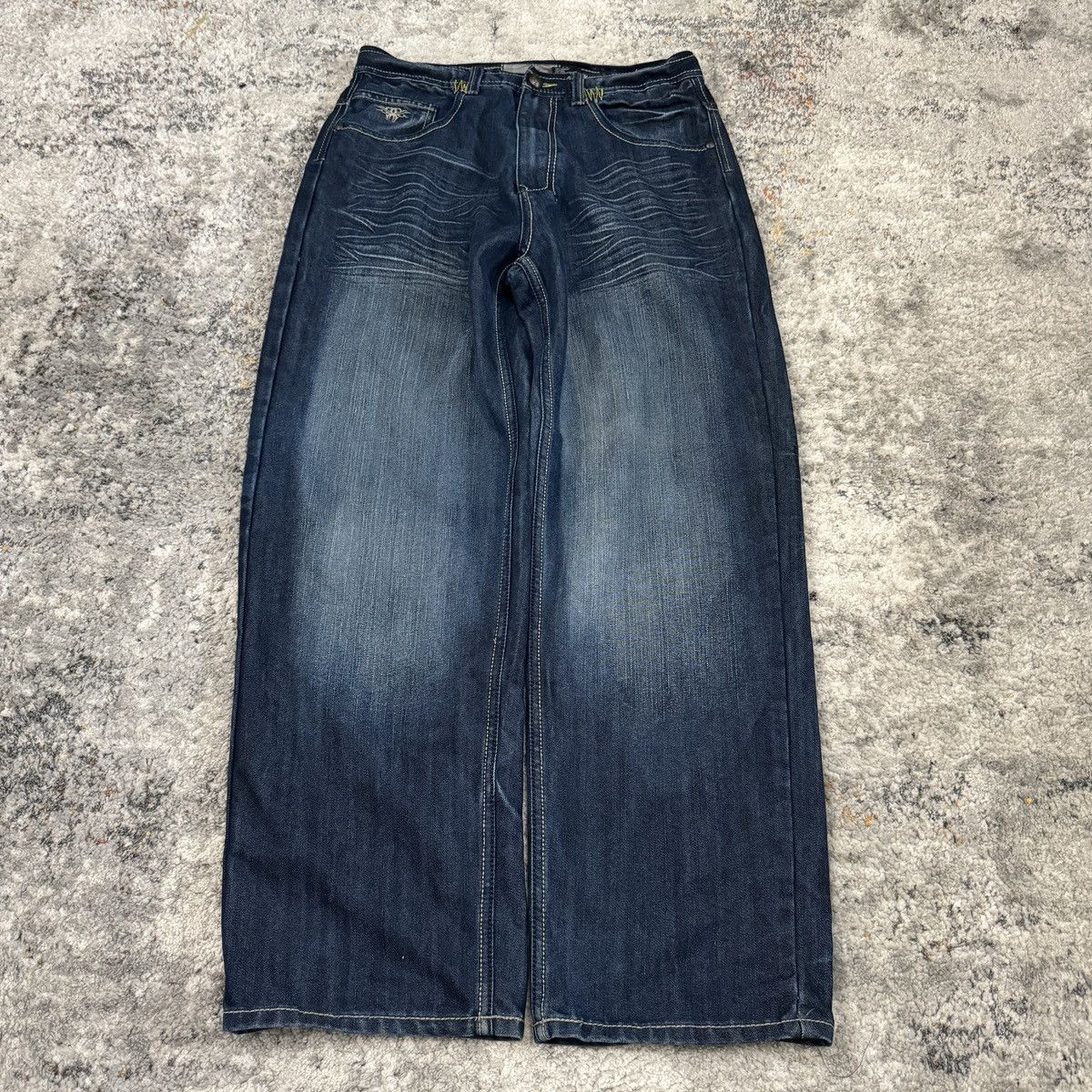 JNCO × Japanese Brand × Vintage Crazy Vintage y2k Royal blue cyber sigilism baggy jeans Size US 34 / EU 50 - 2 Thumbnail