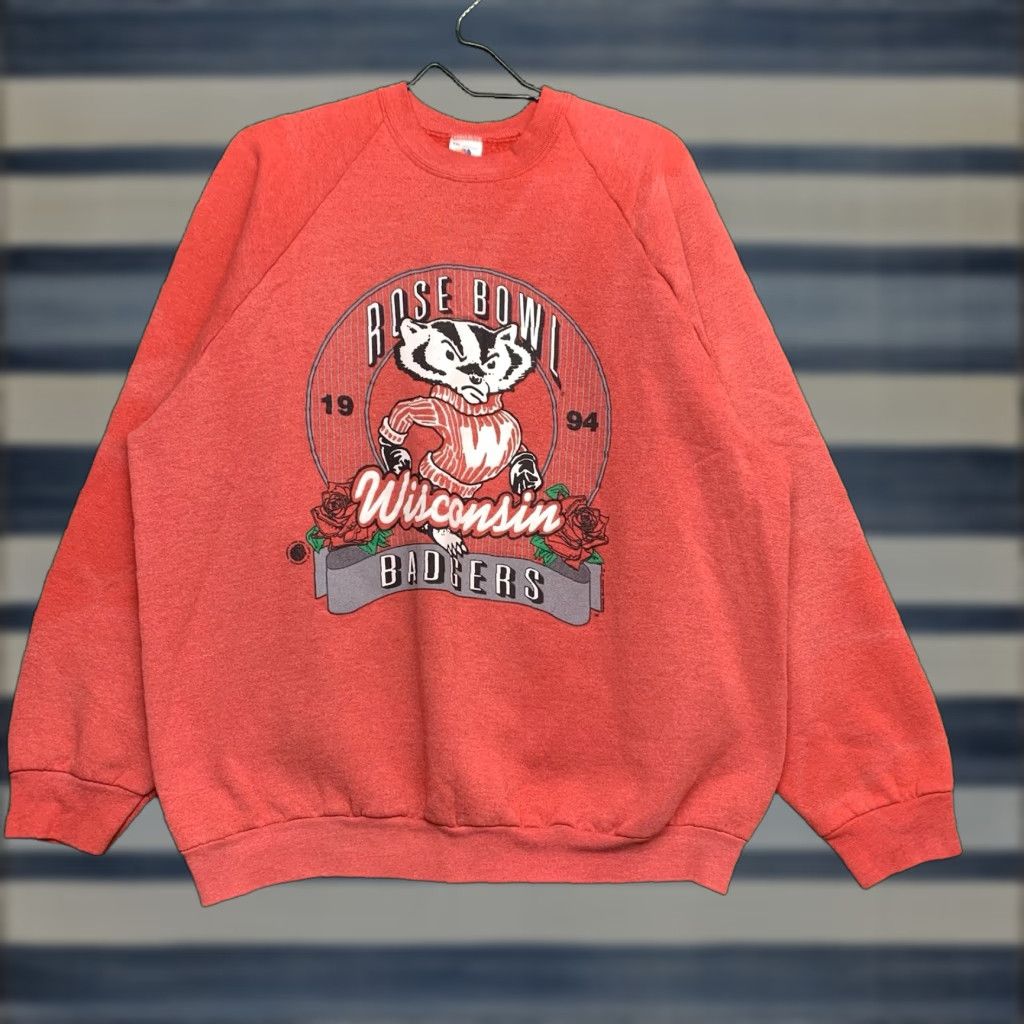 Hanes VINTAGE Hanes Wisconsin Badgers Sweatshirt Mens 2XL Red Crew Neck Rose Bowl Pullover Bucky Size US XXL / EU 58 / 5 - 1 Thumbnail