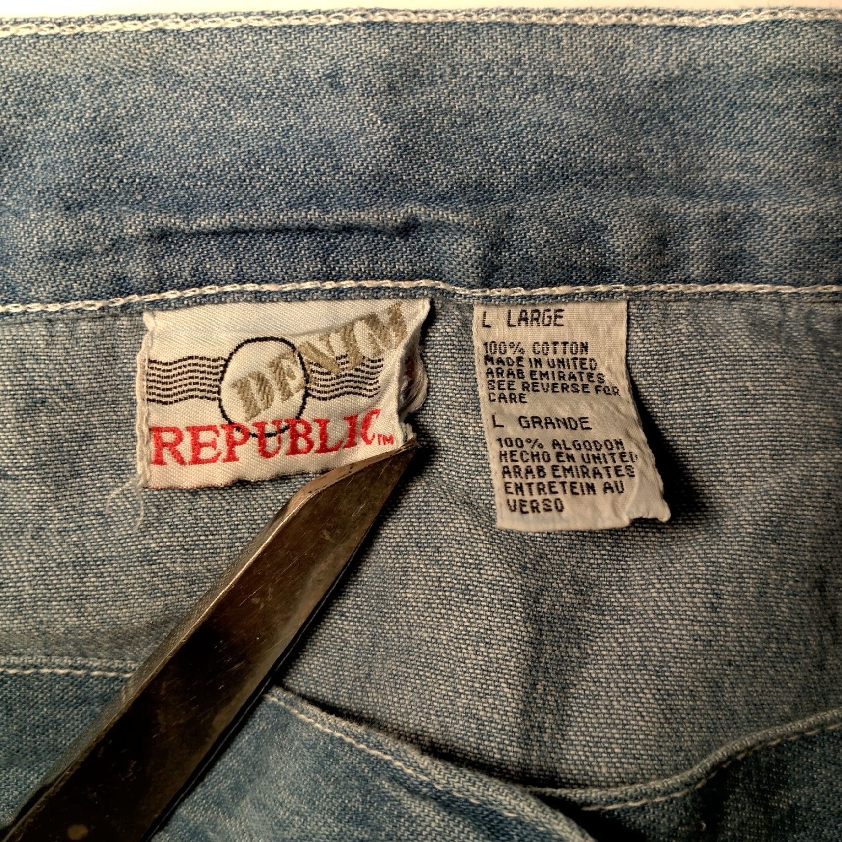 Denime VINTAGE Denim Republic Women's Long Chambray Skirt L Blue A-Line Casual Modest 90s Size 36" / US 14 / IT 50 - 3 Thumbnail