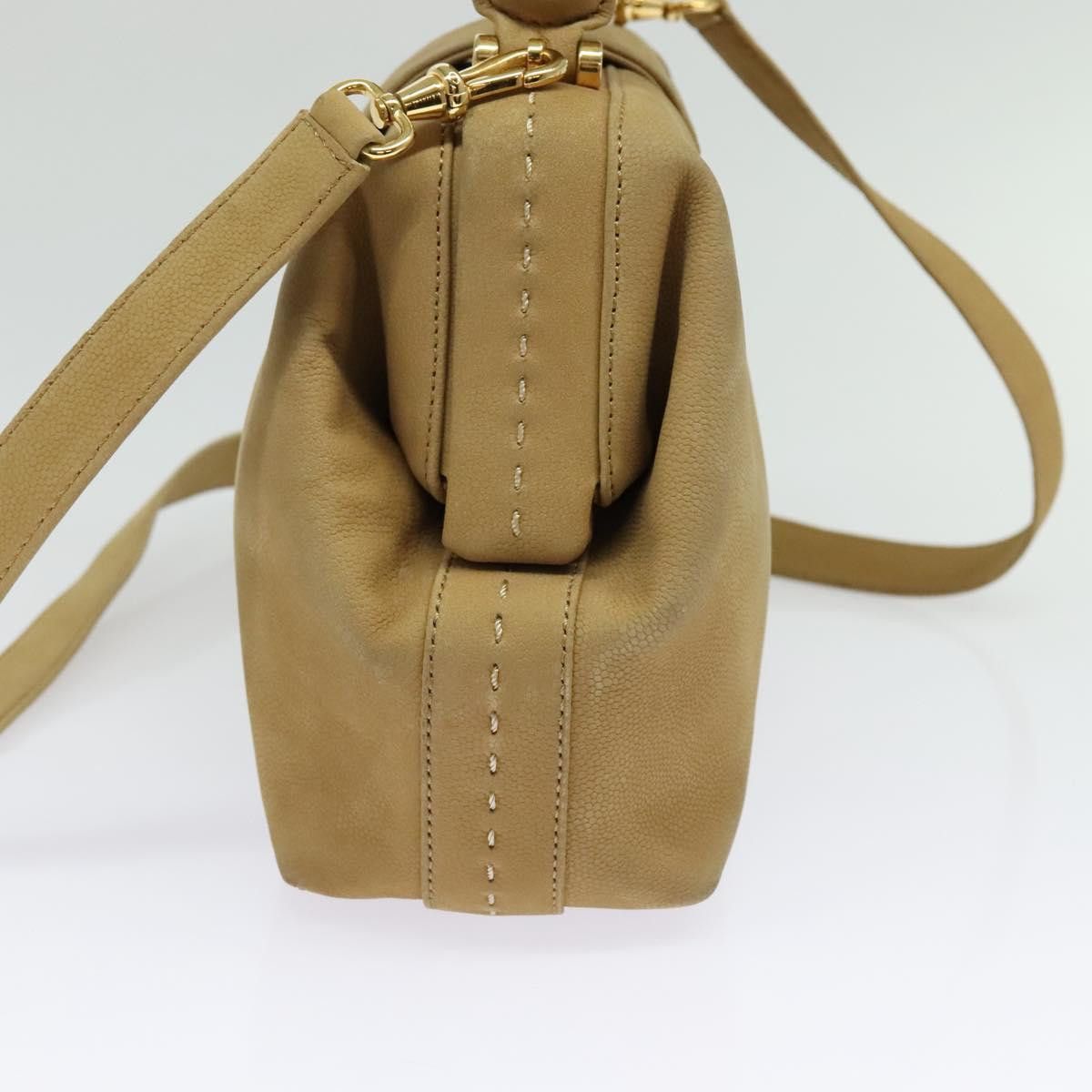 Celine CELINE Hand Bag Leather Beige Gold Size ONE SIZE - 5 Thumbnail