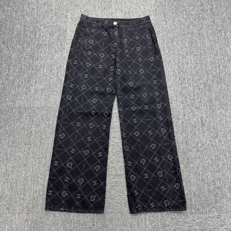 Chanel Chanel Camellia Pattern Denim Pants Size 42-dmc Size US 31 - 1 Thumbnail
