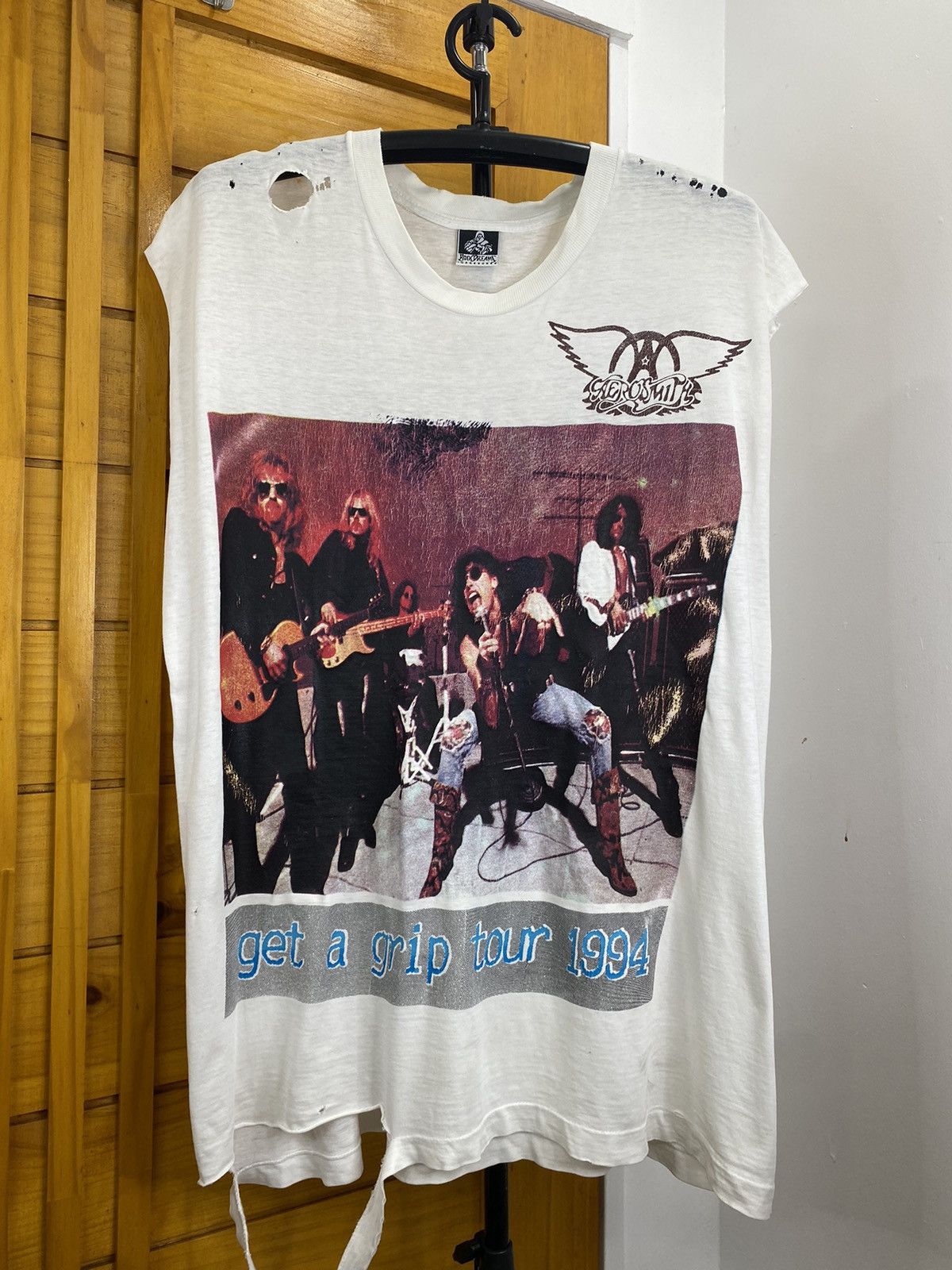 image of Aerosmith Tour Mtv Shirt 90's in White, Men's (Size XL)