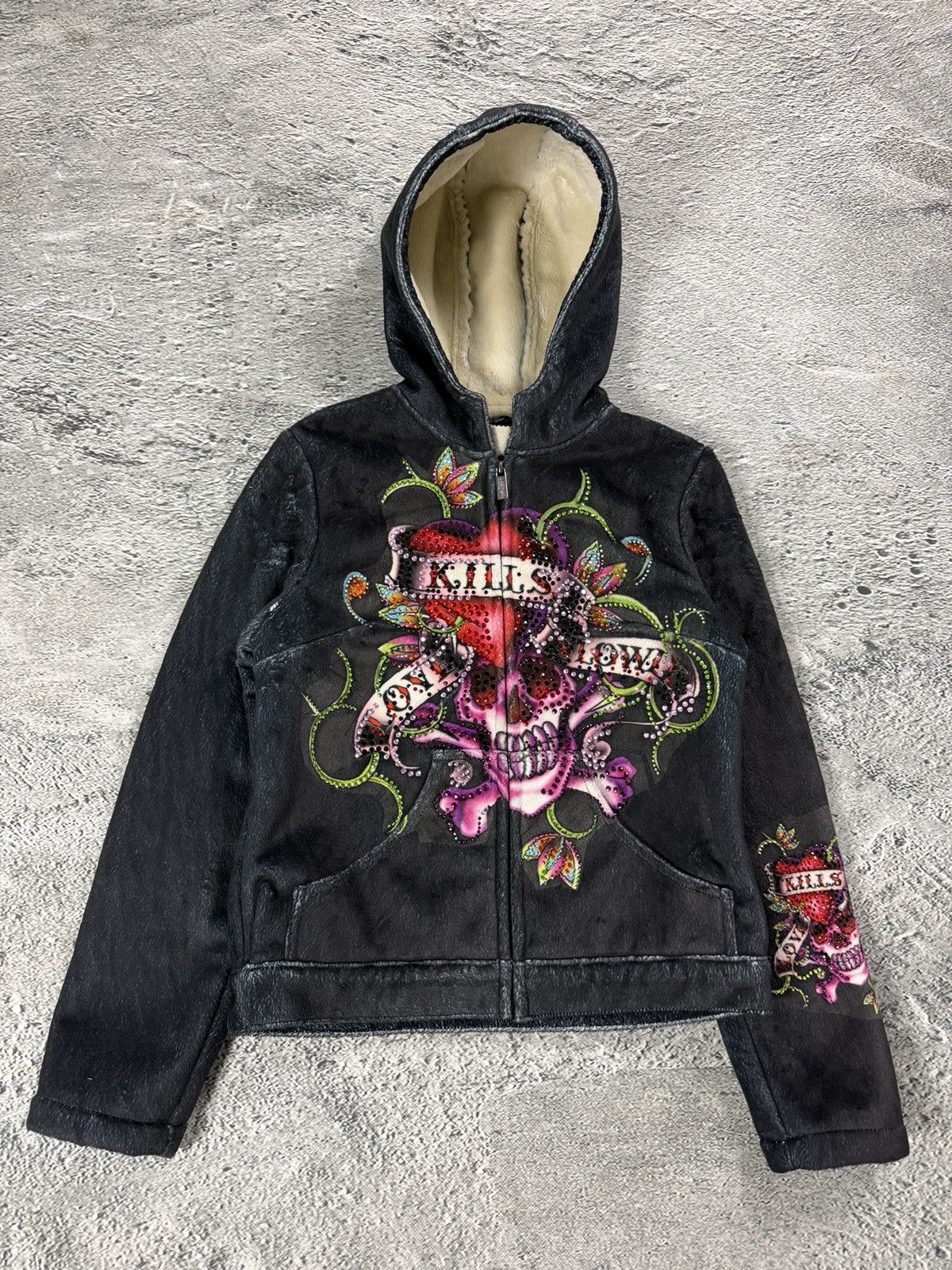 Ed Hardy Ed Hardy zip hoodie black red vintage Y2K faux fur Size M / US 6-8 / IT 42-44 - 1 Thumbnail