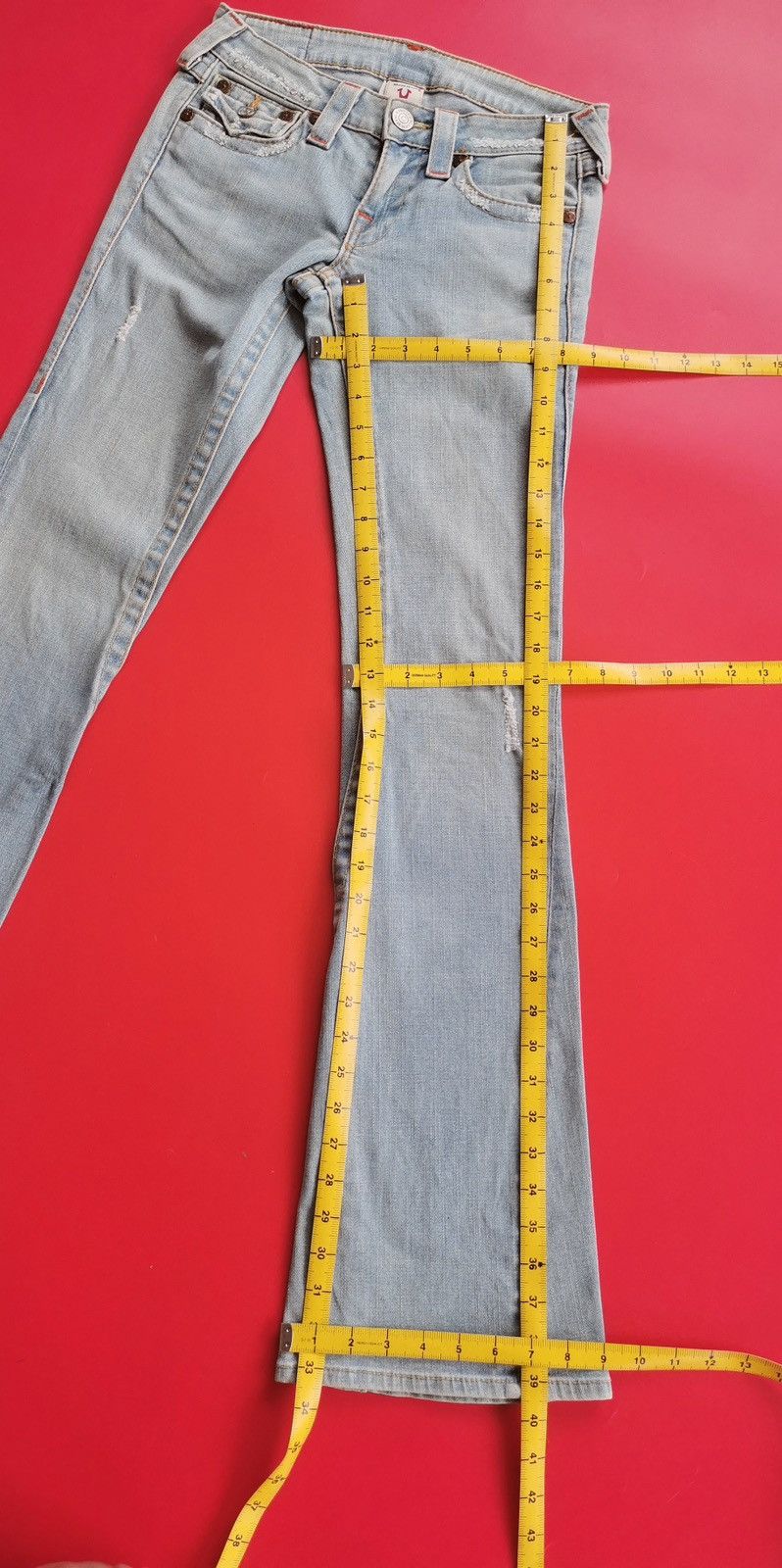 True Religion Bootcut True Religion Joey Blue Greyish Jeans Size 27" / US 4 / IT 40 - 10 Thumbnail