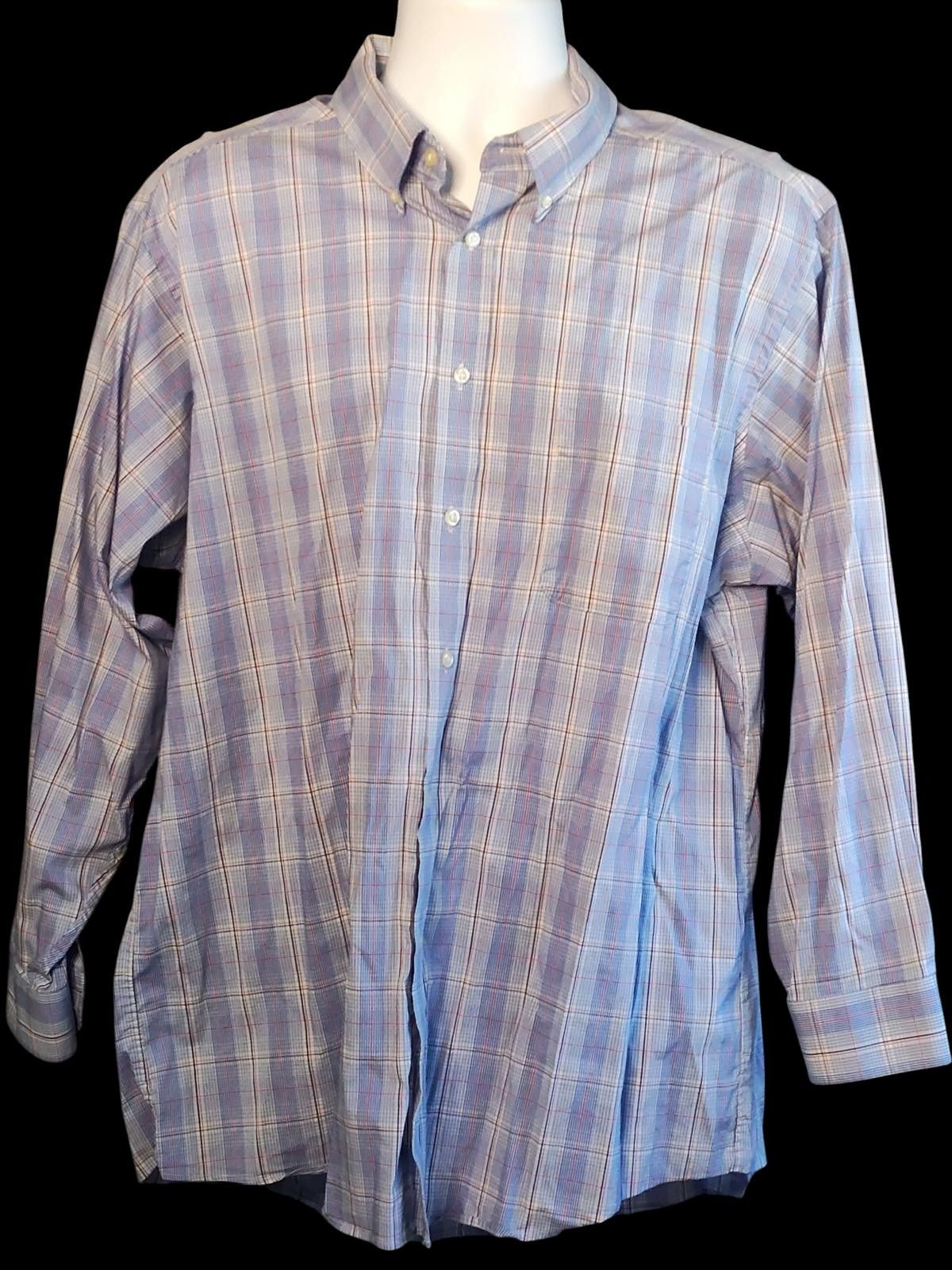 Izod IZOD Men's Casual Blue Plaid Button-Down Shirt Size US XL / EU 56 / 4 - 3 Thumbnail