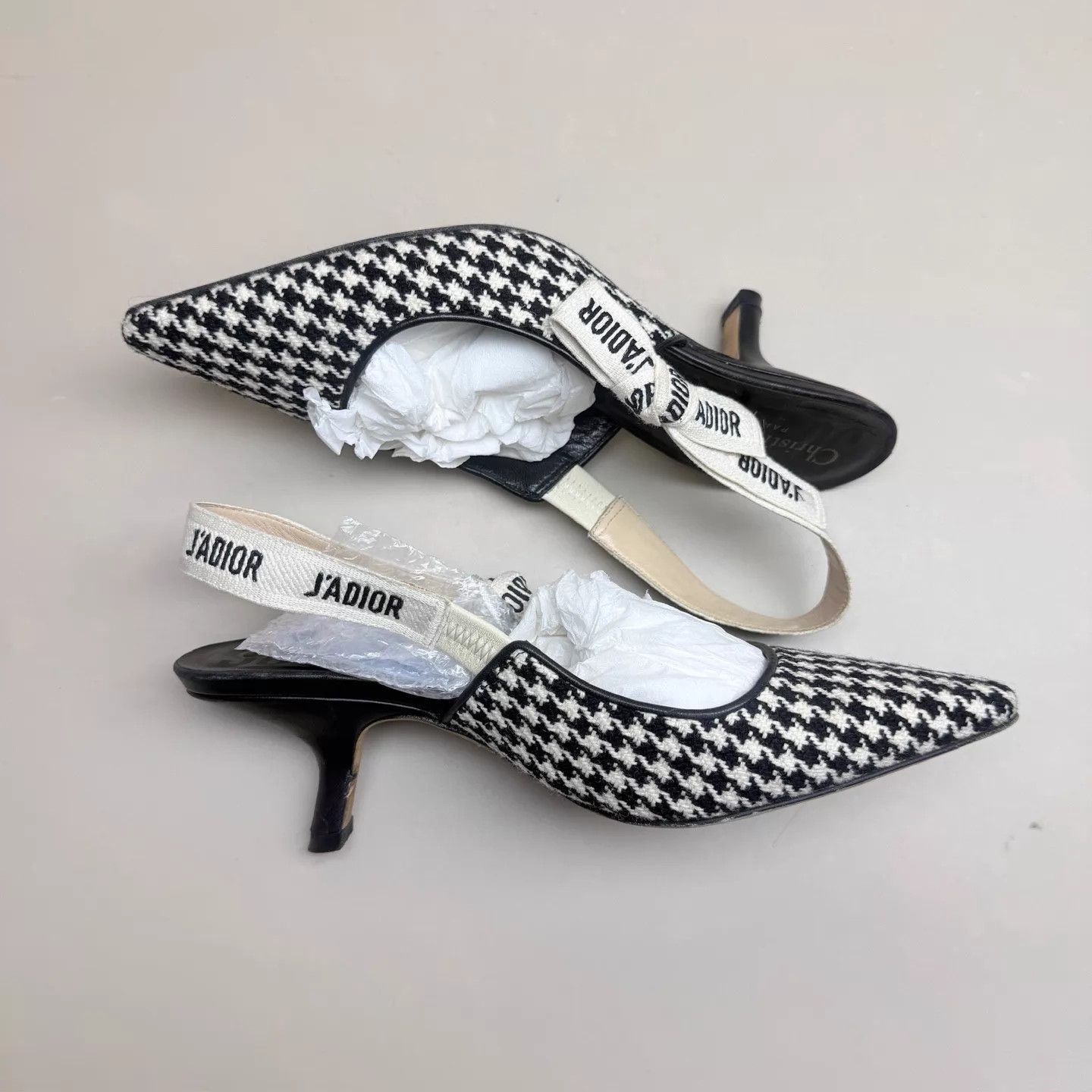 Dior Dior Houndstooth Embroidered Kitten Heel 36 95 New Size US 5.5 / IT 35.5 - 4 Thumbnail
