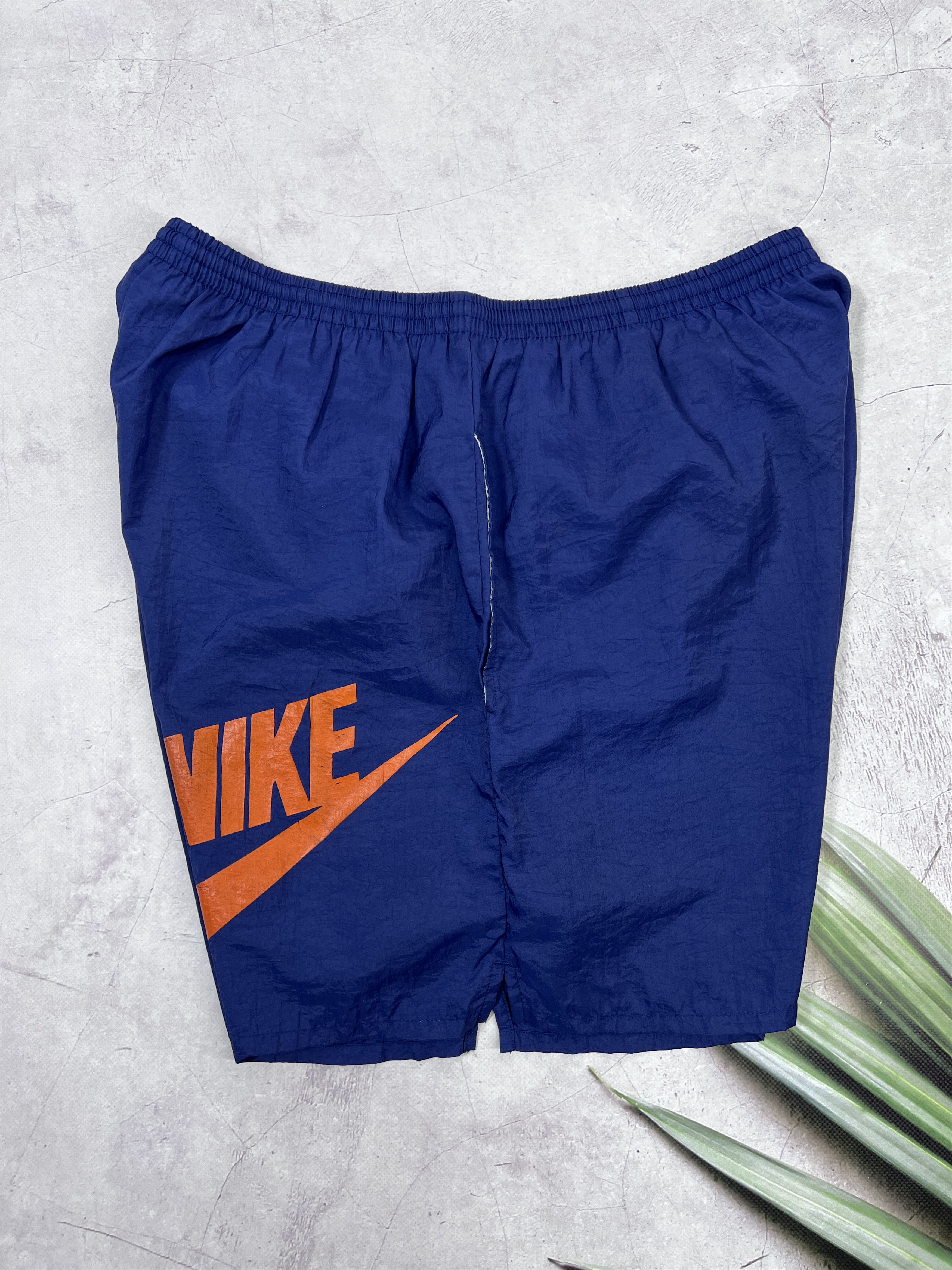Nike × Vintage Vintage Nike Shorts Swoosh Logo Dark Blue Size US 36 / EU 52 - 5 Thumbnail