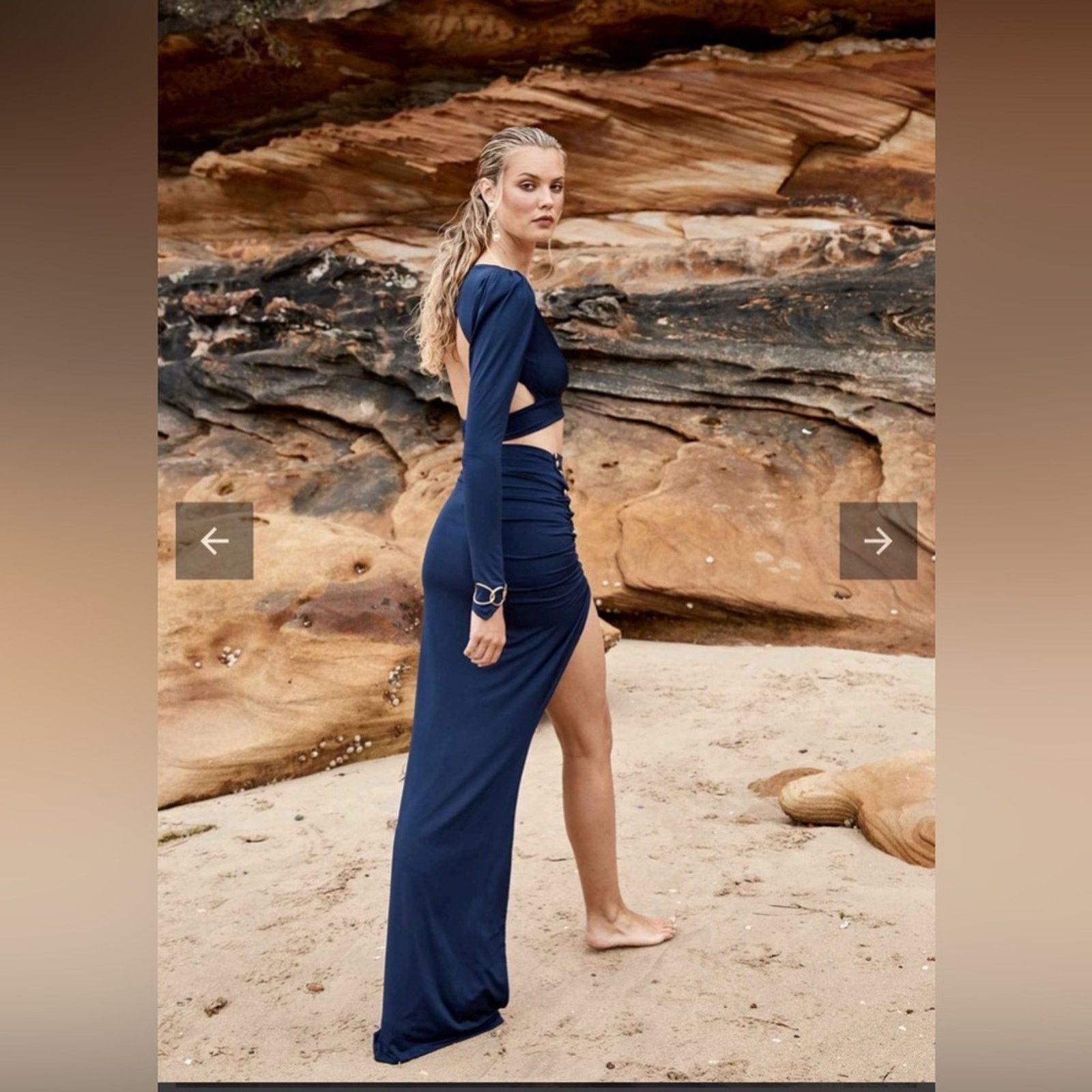 Navy Blue Grecian Tide Draped Skirt with matching crop top
