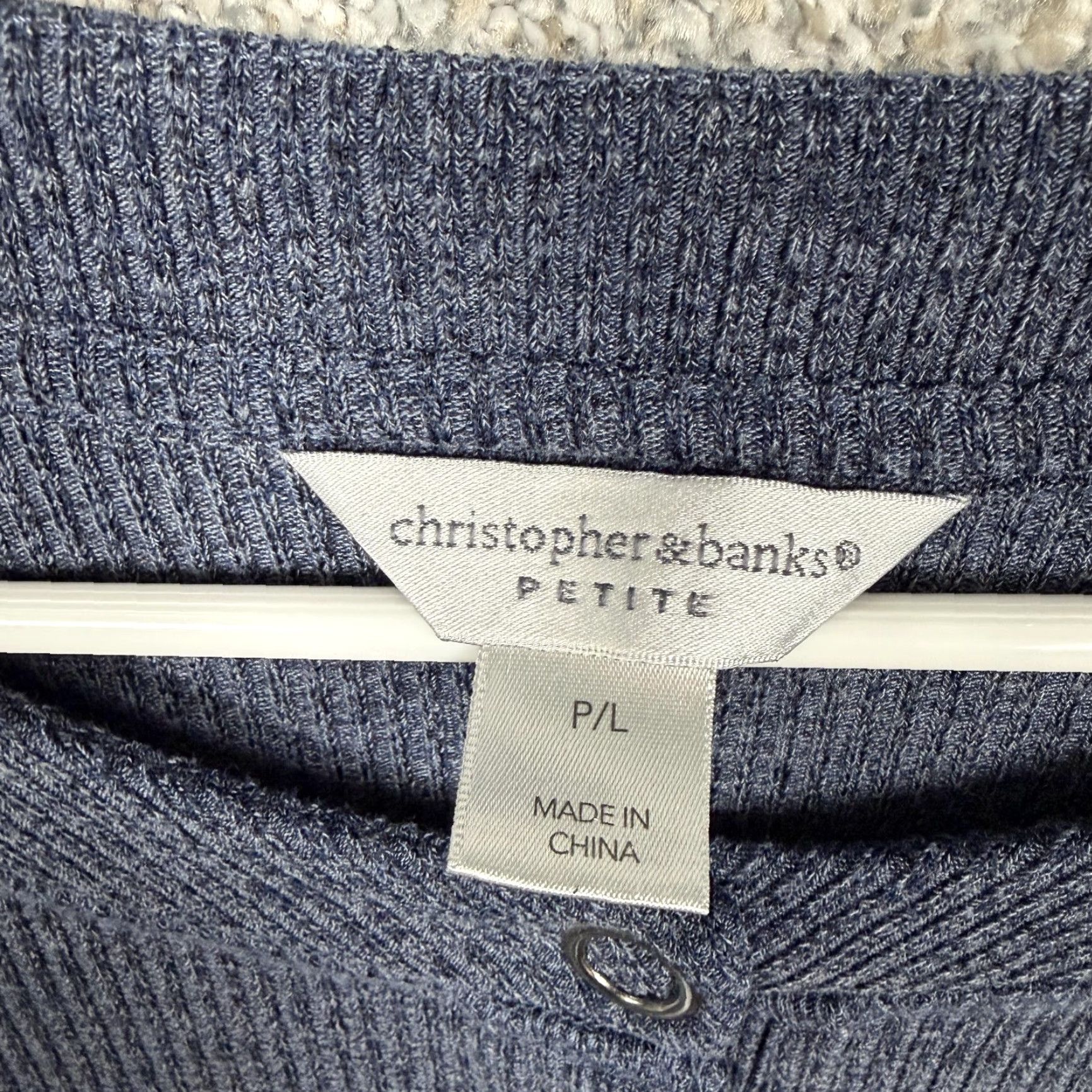 Vintage VINTAGE: No — Christopher & Banks Henley Sweater Womens Petite Blue Knit Waffle-Knit 3/4 Sleeve P/L Casual Sweater Size L / US 10 / IT 46 - 5 Thumbnail