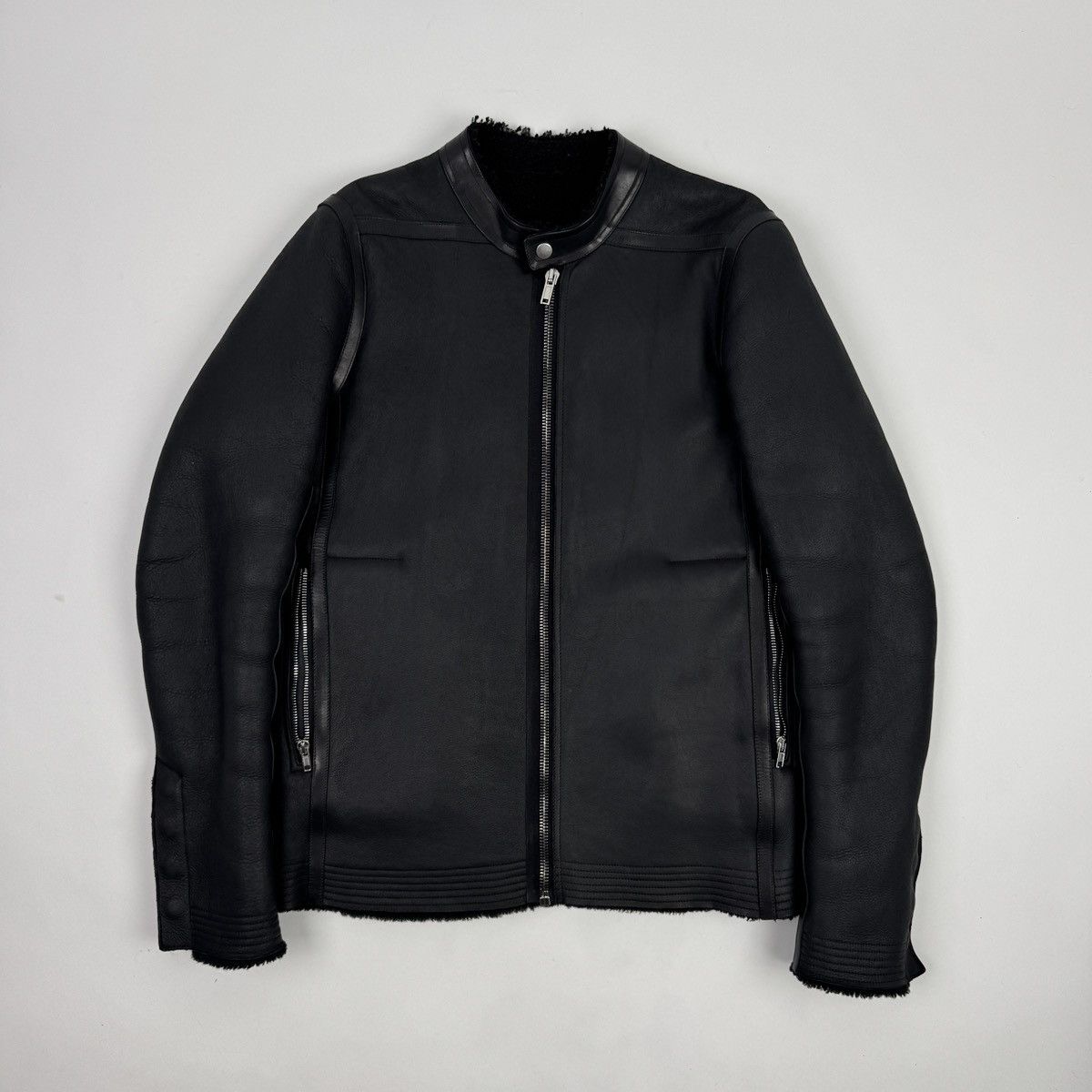 Rick Owens Rick Owens FW15 Intarsia Shearling Leather Jacket | Grailed