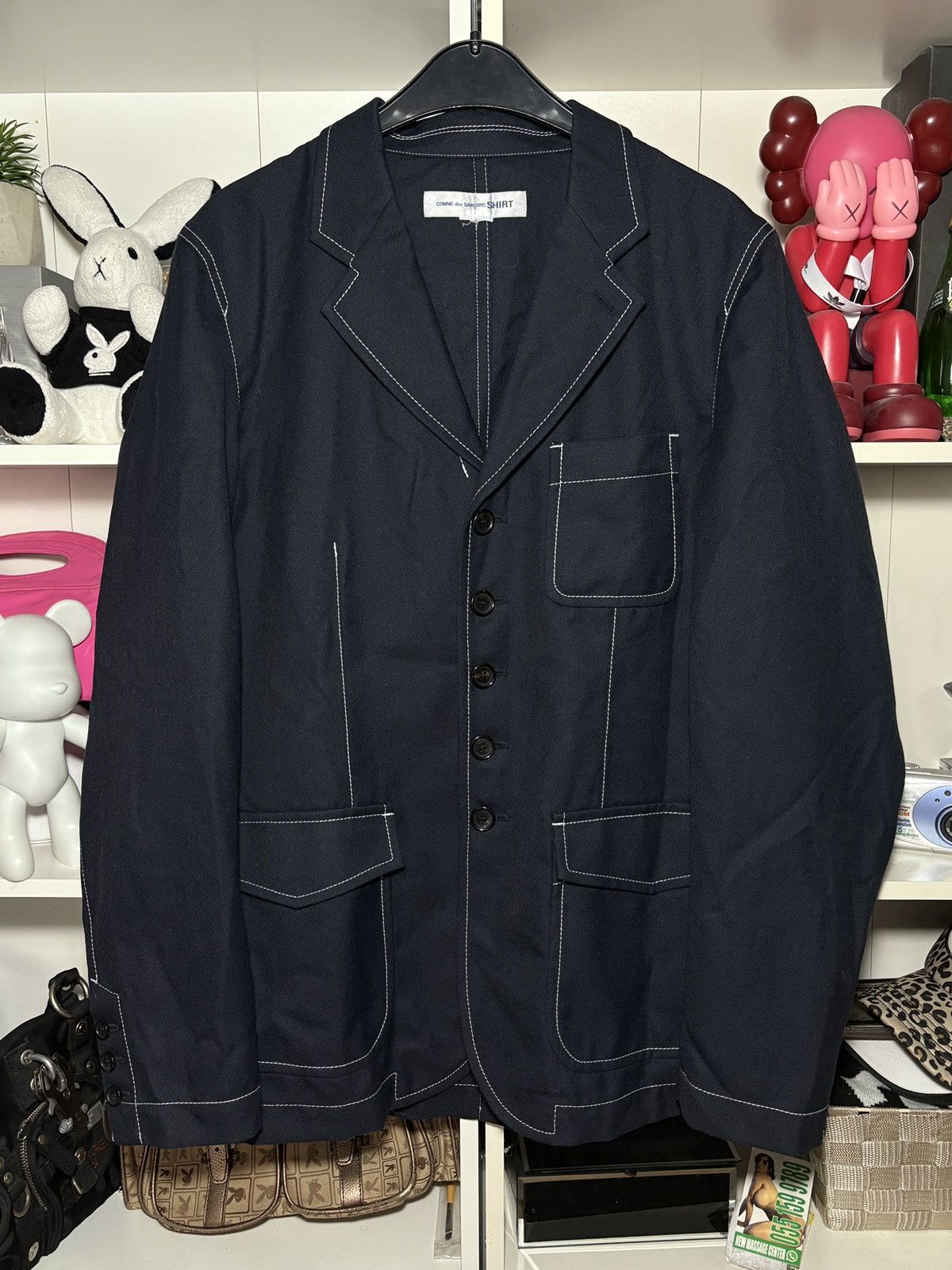 Comme des Garcons COMME des GARCONS SHIRT CONTRAST STITCH WOOL BLEND JACKET Size L / US 10 / IT 46 - 1 Thumbnail