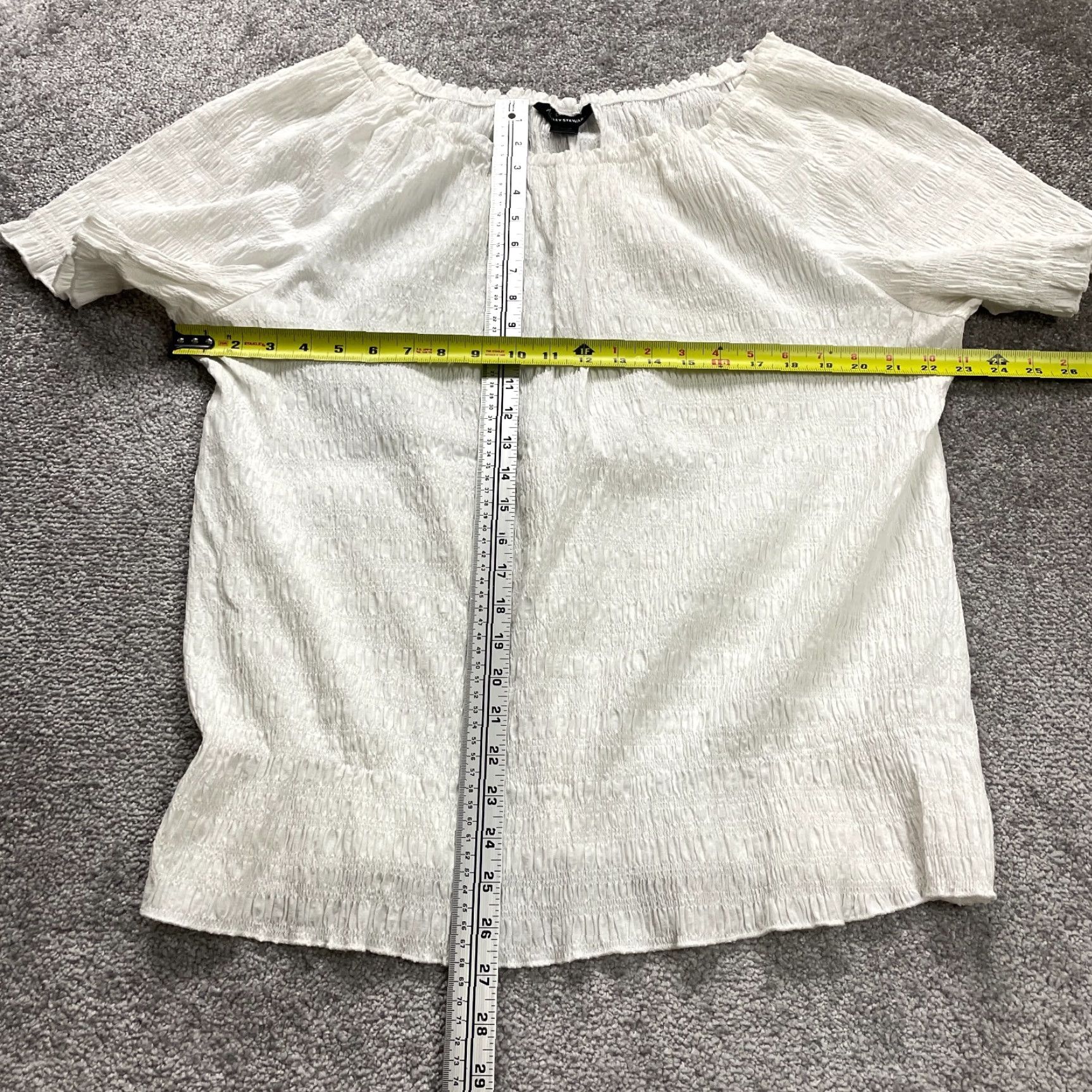Vintage Ashley Stewart Blouse Women 2XL White Off Shoulder Short Sleeve Knit Cotton Spandex Casual Top Womens Size XXL / US 16-18 / IT 52-54 - 7 Thumbnail