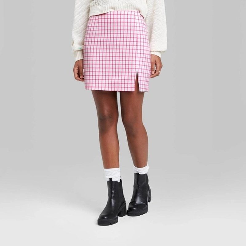 Other Wild Fable Womens Skirt Sz 4 Pink Gingham Plaid White Mini Grailed