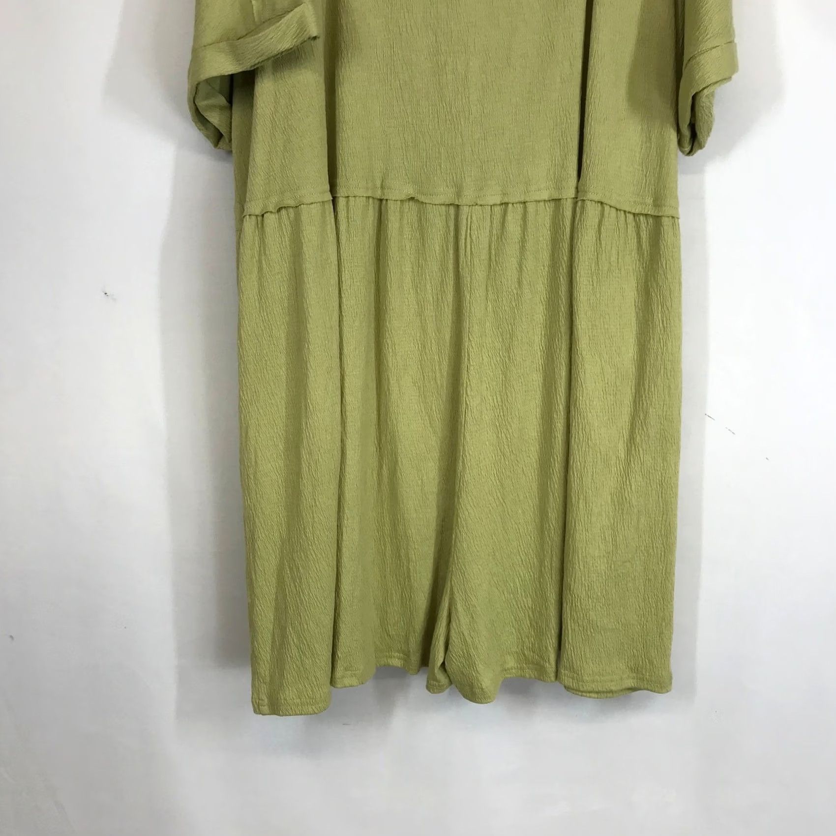 Vintage HEYSON Oversized V Neck Button Front Textured Midi Dress 3XL Olive Green Size XXL / US 16-18 / IT 52-54 - 6 Thumbnail