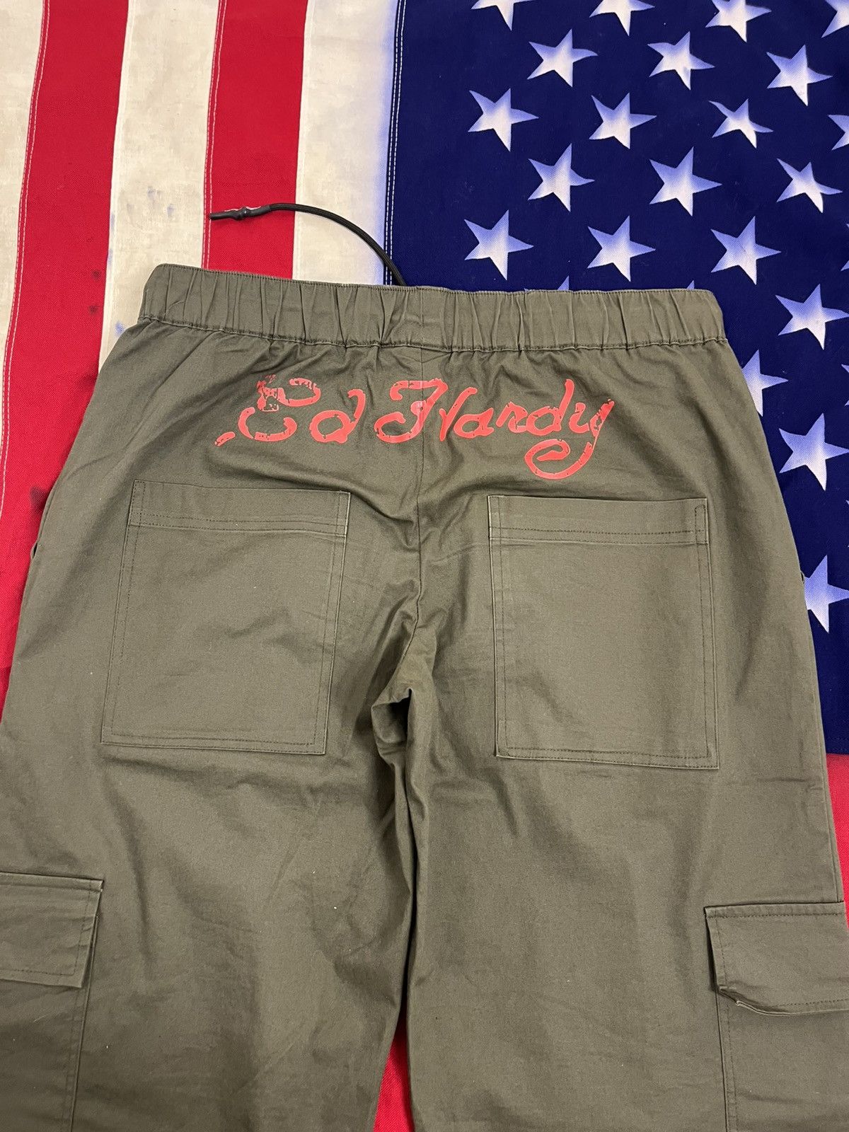Ed Hardy Ed Hardy khaki cargo pants "Koi Leaper" Size US 38 / EU 54 - 4 Thumbnail
