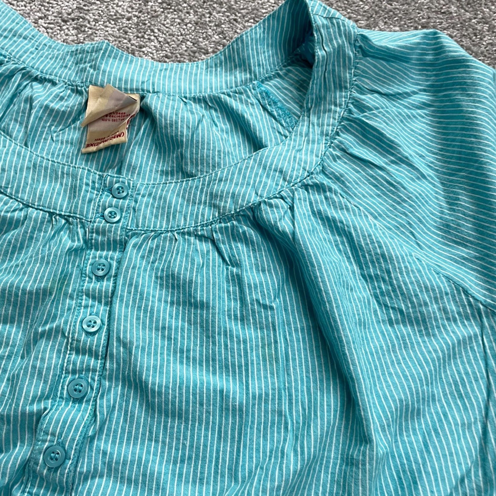 Faded Glory Faded Glory Blouse Womens 3XL Blue White Stripe Raglan Sleeve Henley Casual Size XXL / US 16-18 / IT 52-54 - 3 Thumbnail