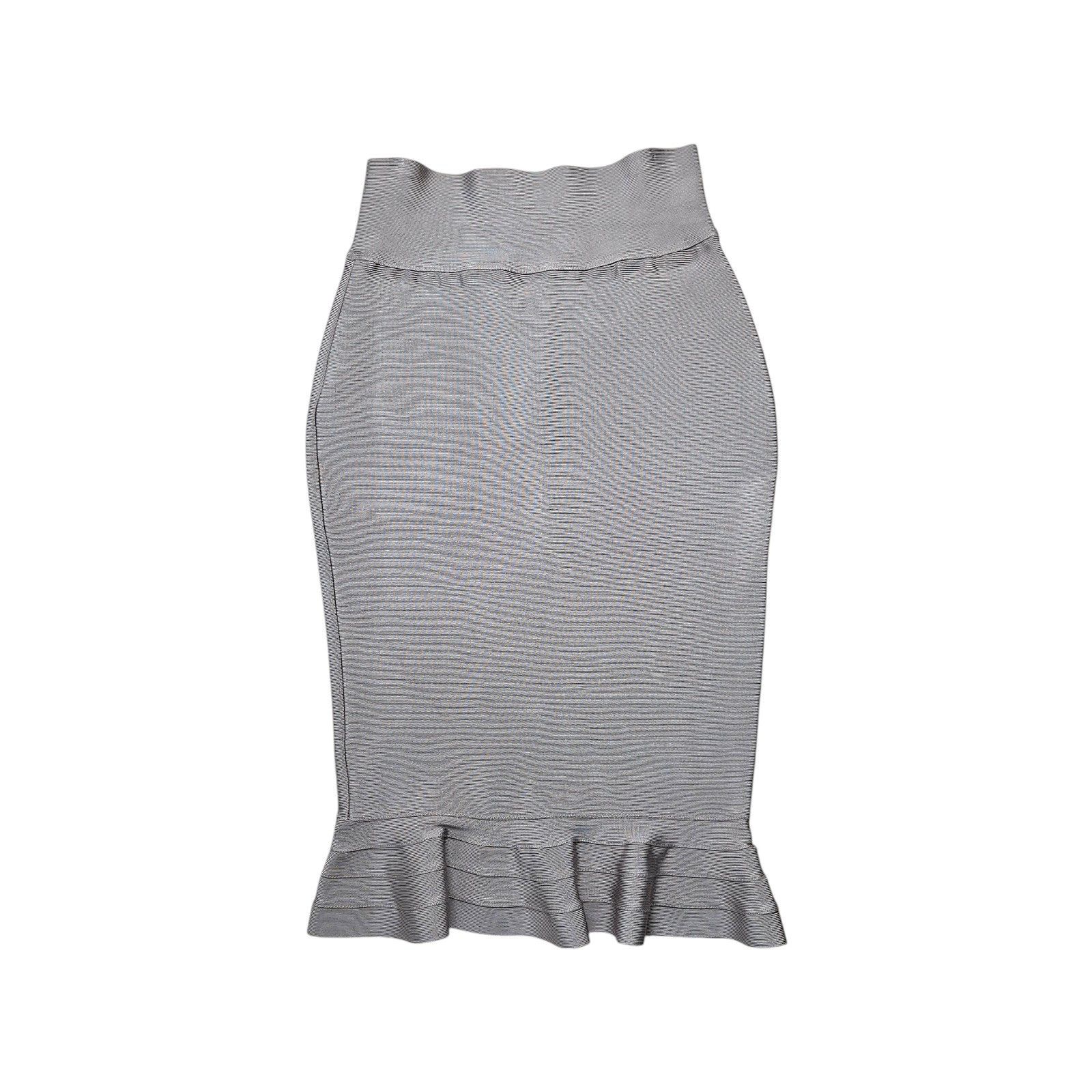 House of CB House of CB Taupe Bandage Midi Skirt Ruffle Hem Bodycon Size 30" / US 8 / IT 44 - 1 Thumbnail