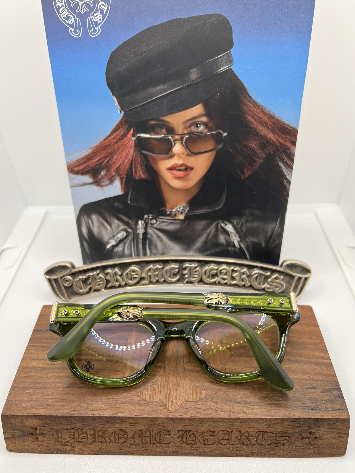 Pre-owned Chrome Hearts Jenna Tail Yea Glasses In Olive