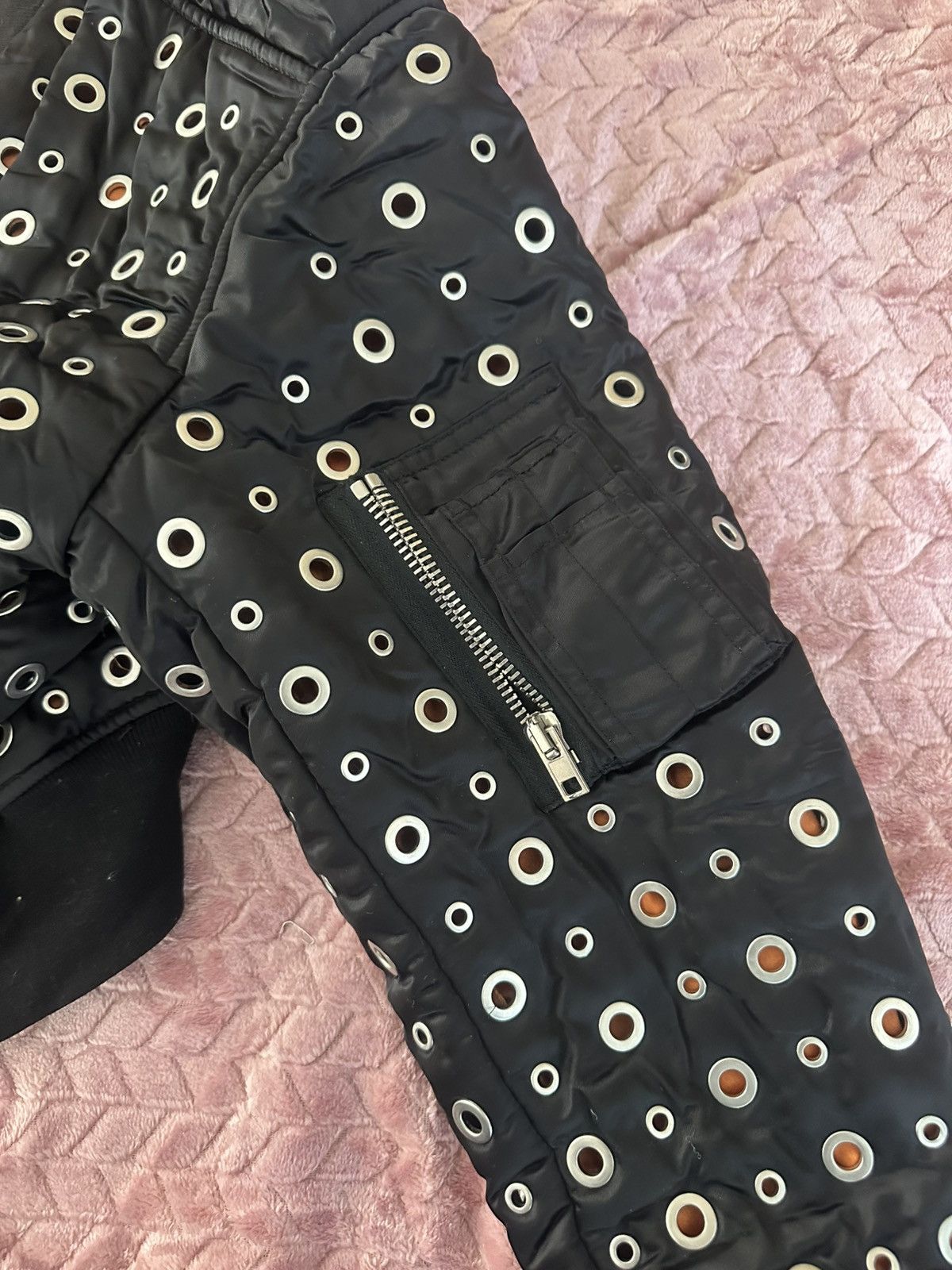 Alexander Wang Alexander Wang Leather Trimmed Eyelet Embellished Bomber Size US XS / EU 42 / 0 - 6 Thumbnail