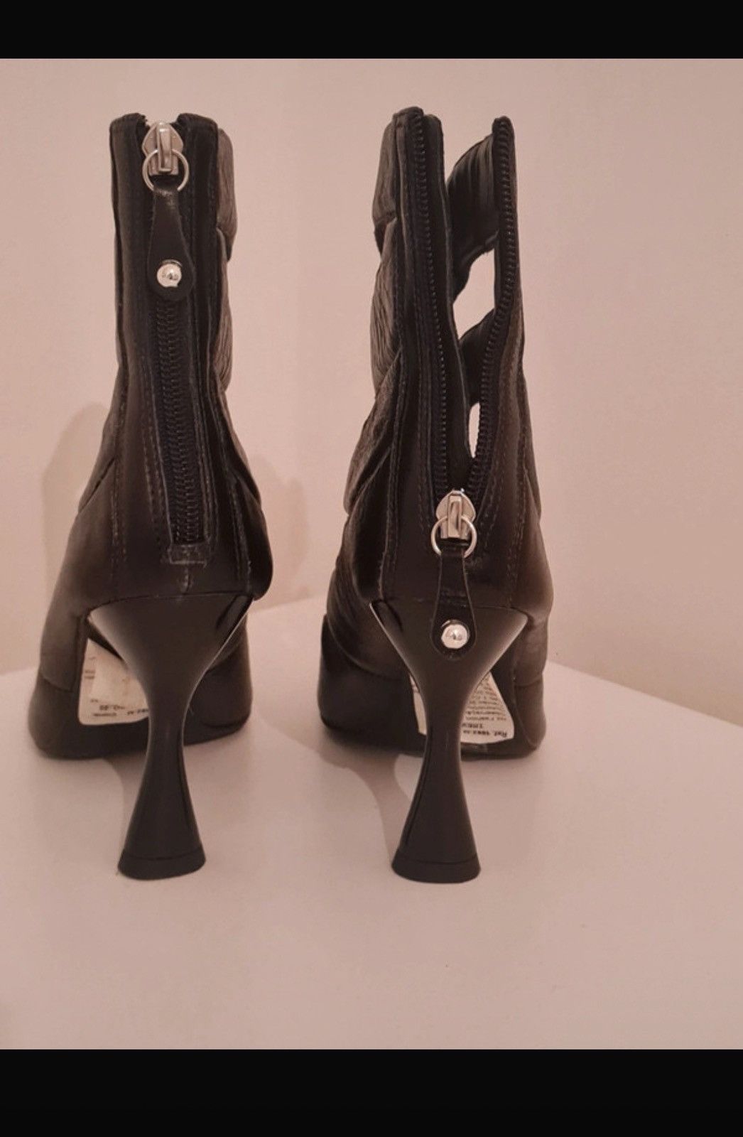 Other Black leather goth ankle boots pointed toe 37 Size US 6 / IT 36 - 5 Thumbnail