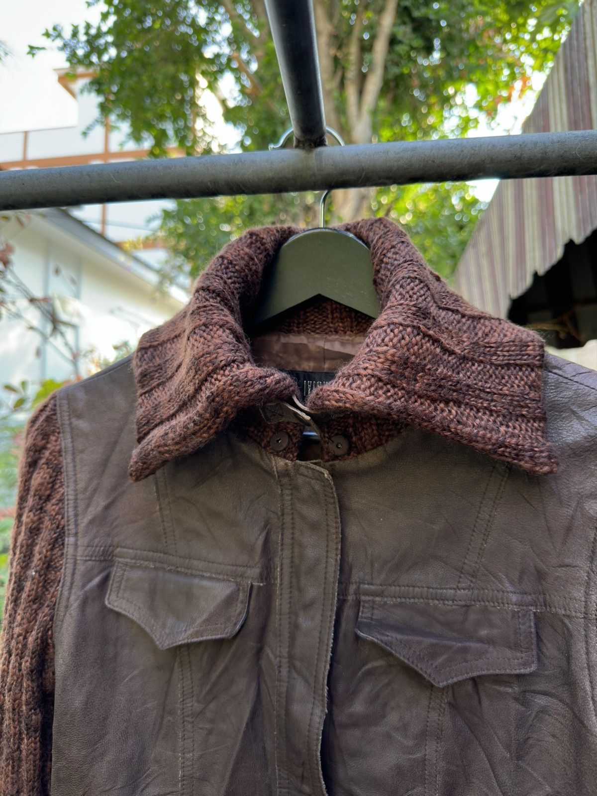 Japanese Brand IVISUTO Hybrid Leather/Knit Jacket Size M / US 6-8 / IT 42-44 - 4 Thumbnail