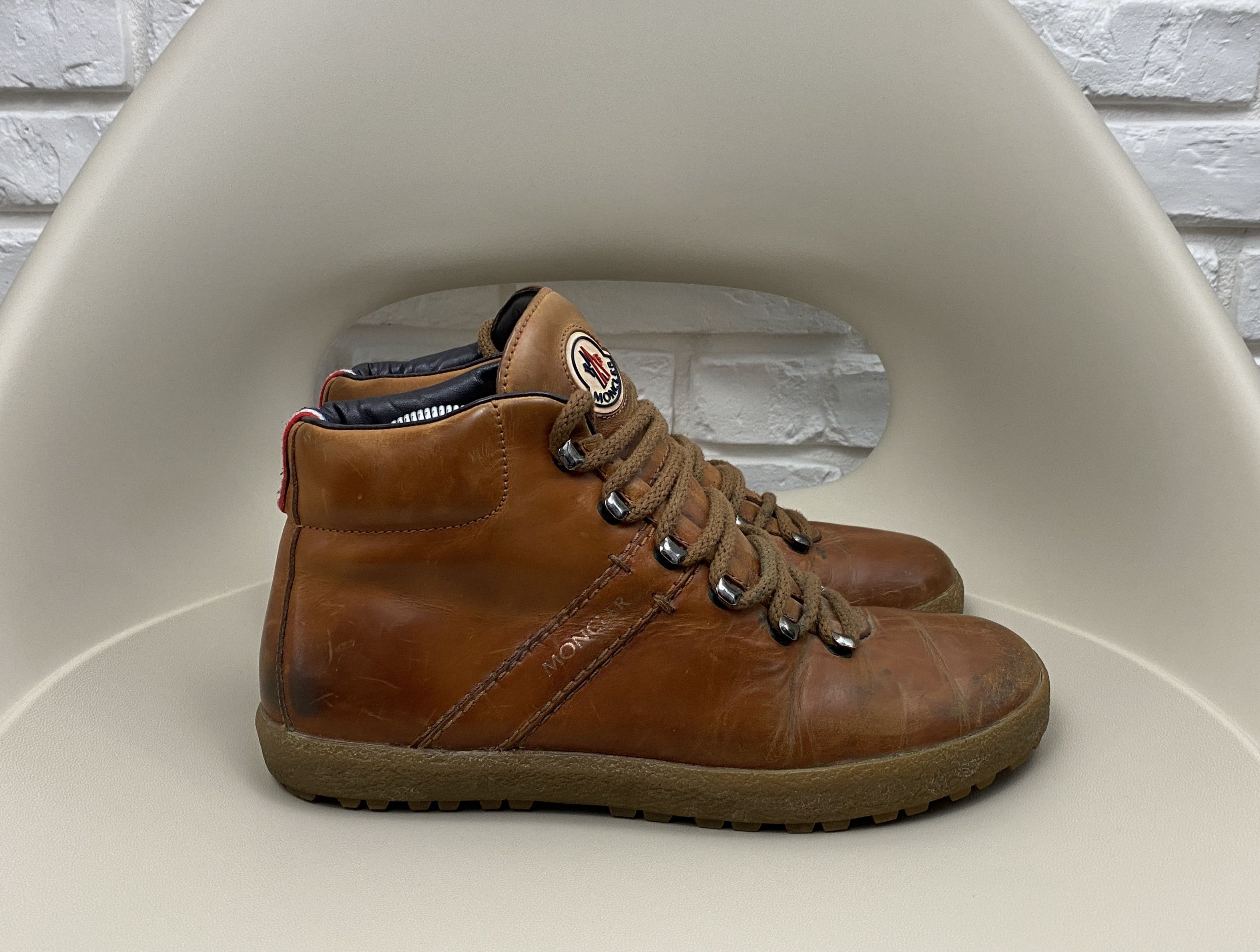 Moncler Moncler Full-Grain Leather Boots Brown Size 40 US 7 Size US 7 / EU 40 - 1 Thumbnail