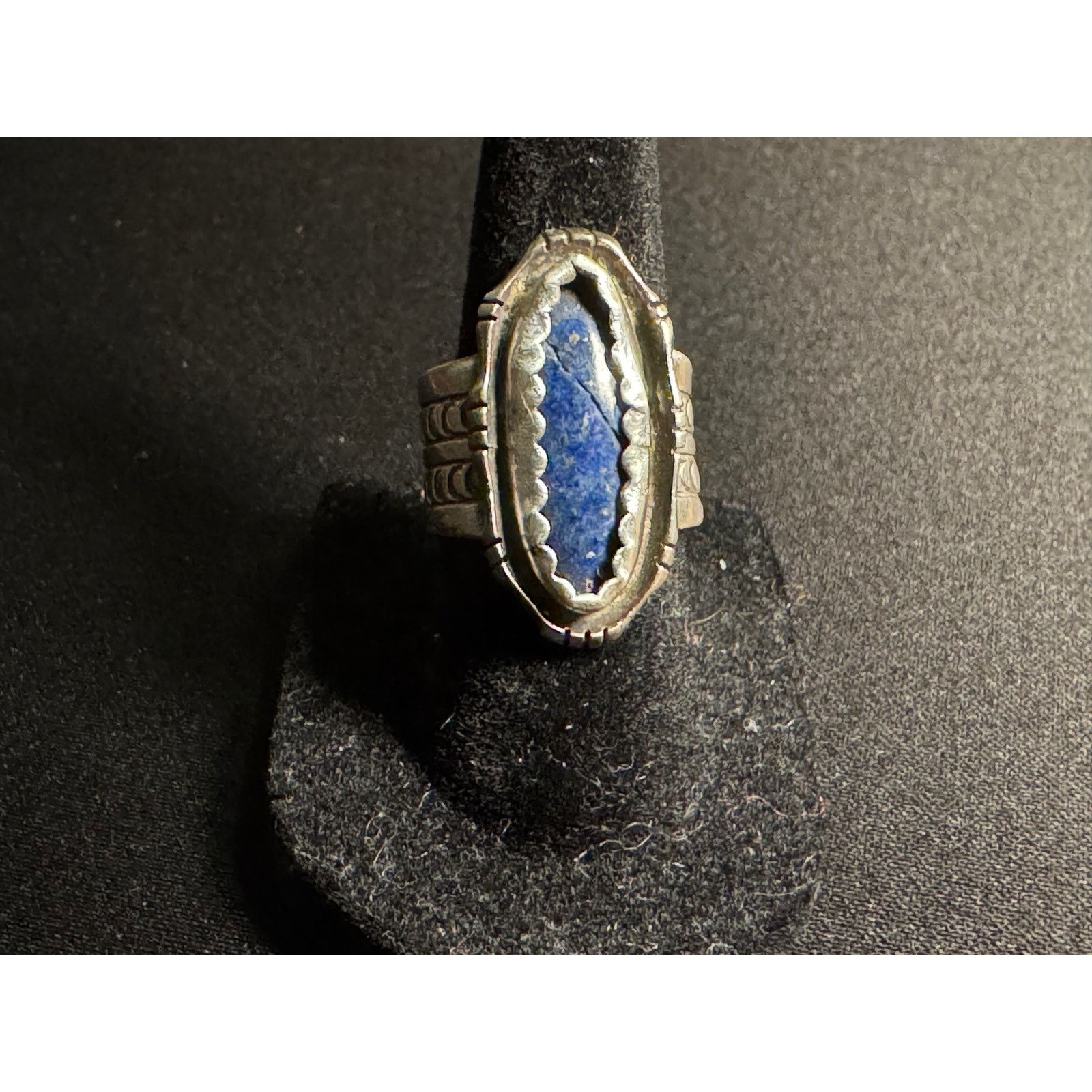 Other Nila Johnson Sterling Size 6.5 Navajo Ring Lapis Inlay Size ONE SIZE - 1 Thumbnail