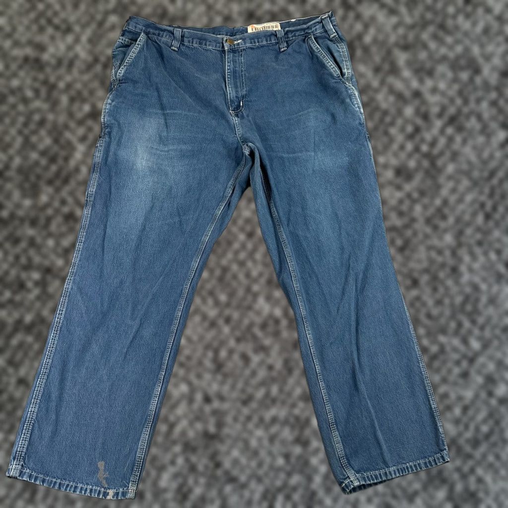 Carhartt Carhartt Jeans Mens 40x30 Blue Dungaree Fit 382-83 Distressed Denim Workwear USA Logo 90s Mens Jeans Size US 40 / EU 56 - 1 Thumbnail