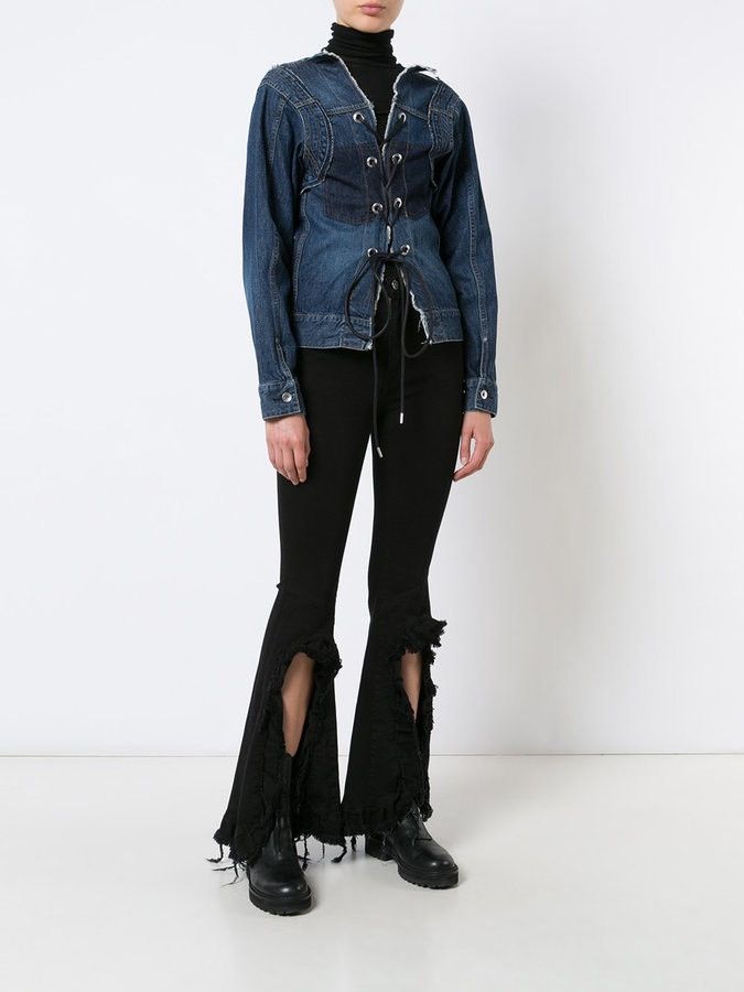 Sacai Sacai Lace Up Denim Jacket Size S / US 4 / IT 40 - 2 Thumbnail