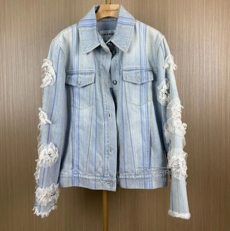 Chanel Chanel Light Blue Cotton Jacket for Women . Size XL / US 12-14 / IT 48-50 - 1 Thumbnail