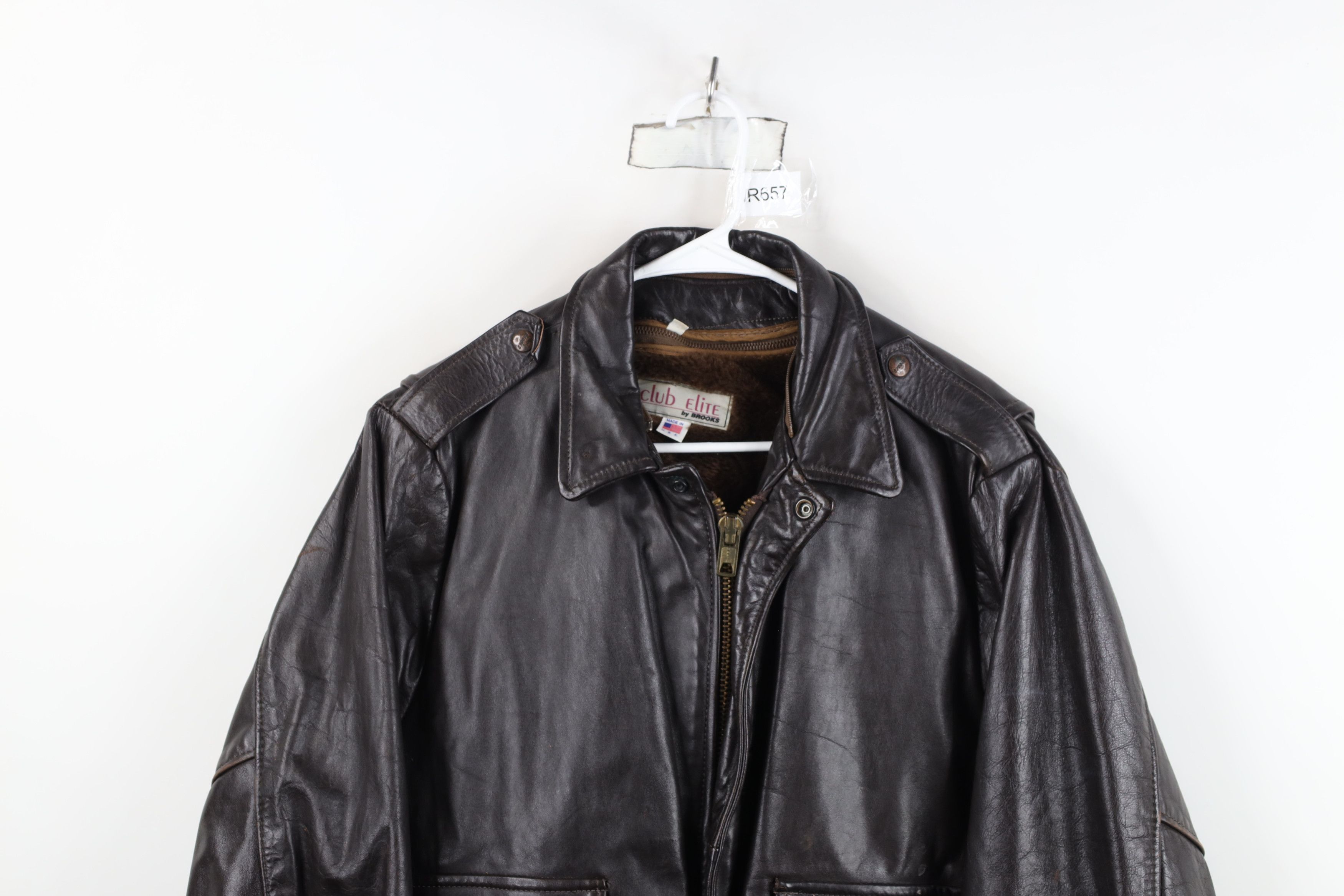 Vintage Vintage 70s Streetwear Brushed Leather Flight Bomber Jacket Size US XL / EU 56 / 4 - 2 Thumbnail